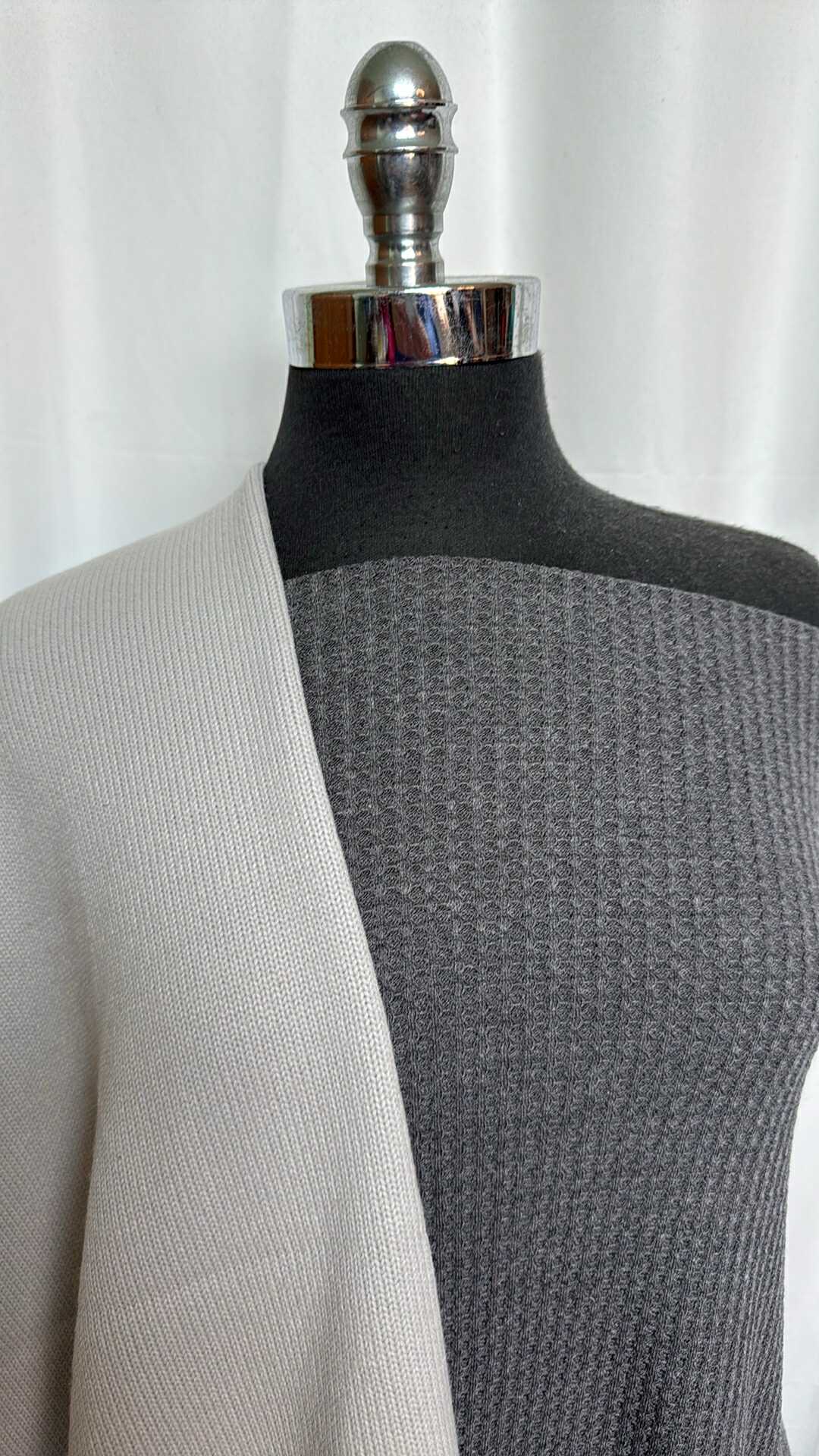 SILVER/CHARCOAL WAFFLE BUNDLE : 2YD Charcoal Waffle & 2YD Silver Heavy Sweater : A29079
