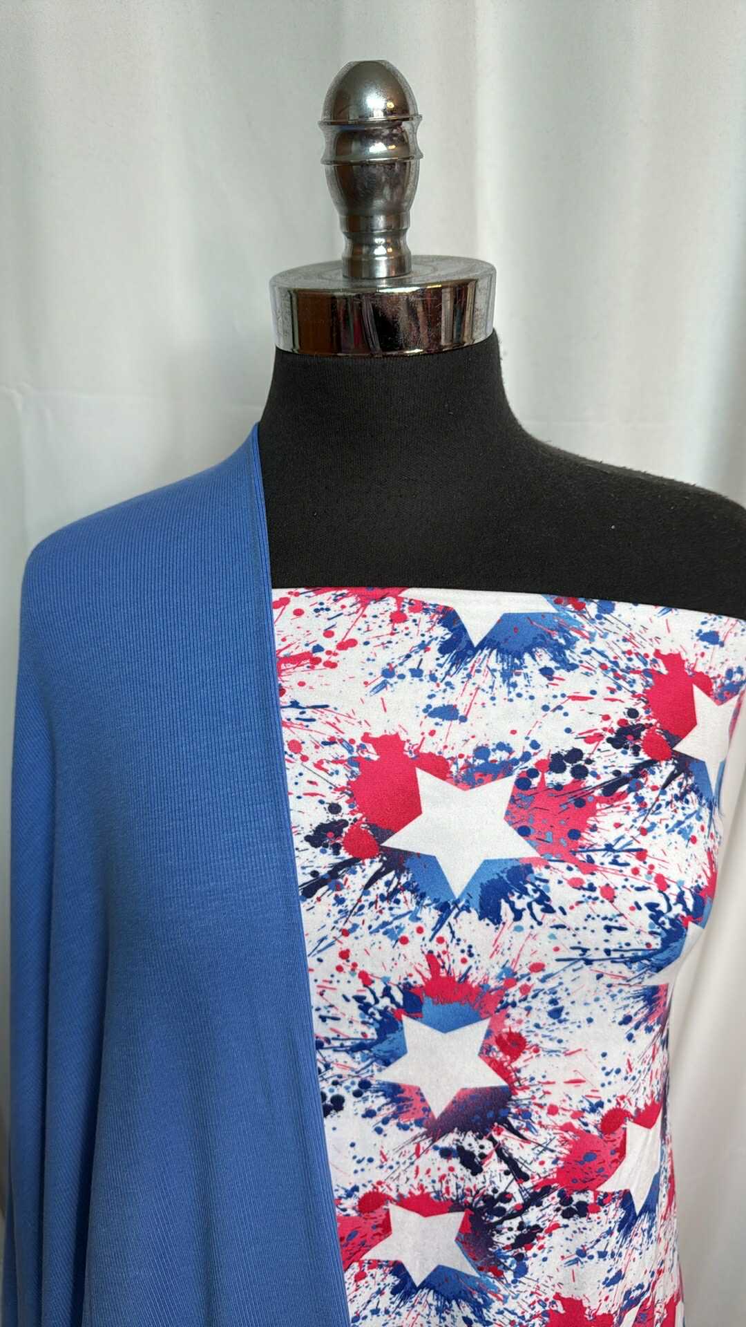 BLUE/STAR SPLATTER BUNDLE : 1.5YD Star Splatter DBP & 1.5YD Blue Modal/Spandex Rib : A28628