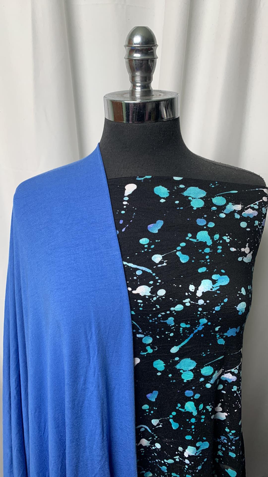 BLUE SPLATTER BUNDLE : 2YD Blue Bamboo Jersey & 2YD Blue/Black Splatter DBP : A1840