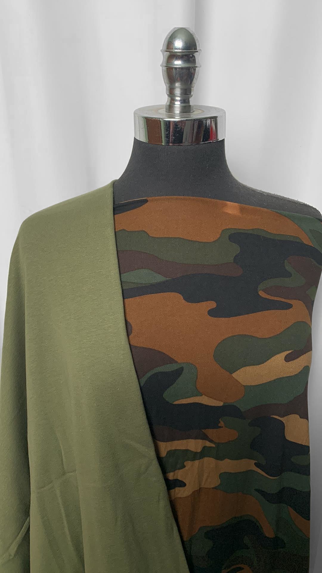 OLIVE/CAMO BUNDLE : 2YD Olive Combed Cotton 1x1 Rib & 2YD Camo DBP : A2085