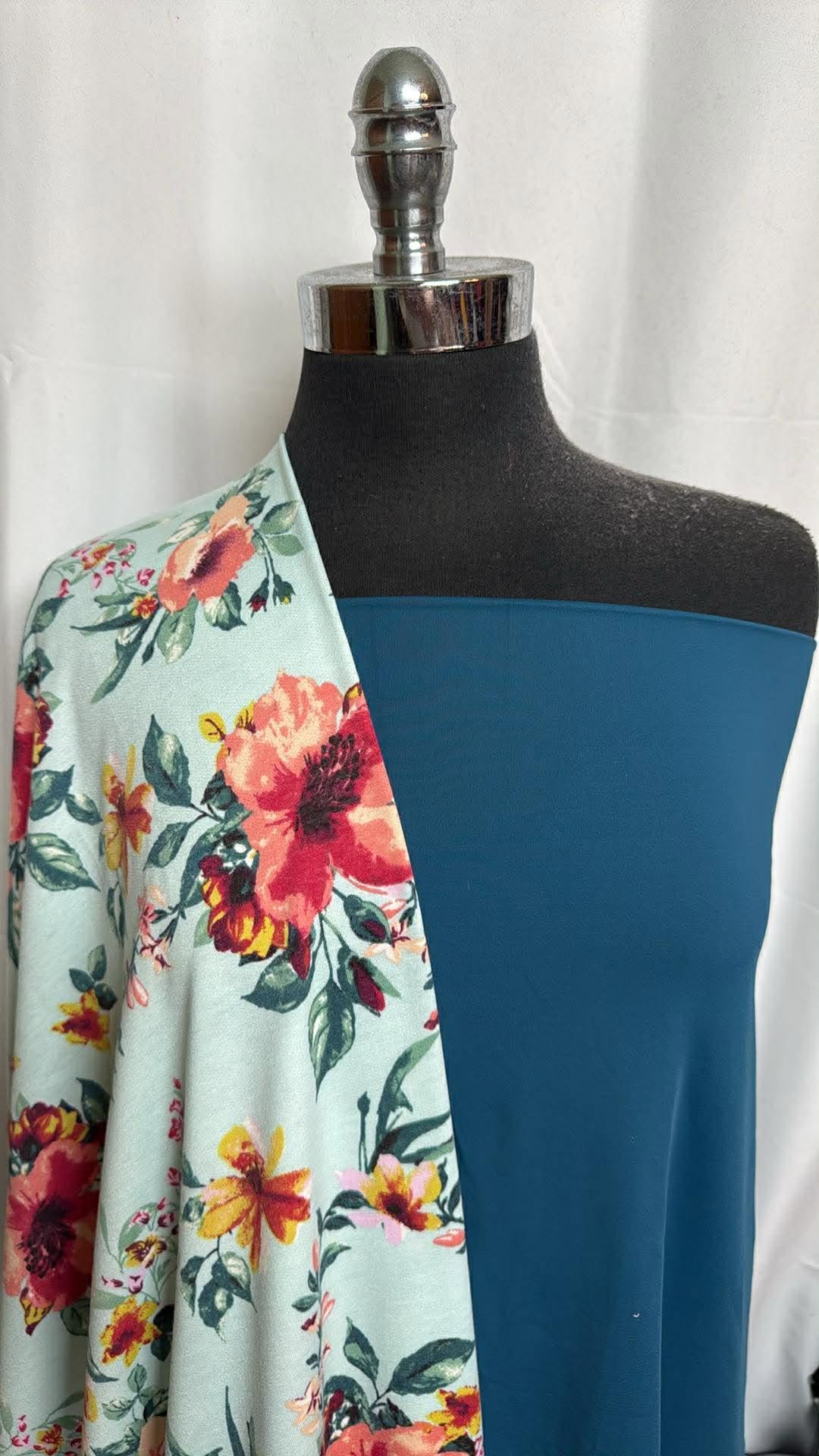TEAL/MINT FLORAL BUNDLE : 2YD Mint Floral PRS FT & 2YD Teal Light-Weight Yoga PF : A30049