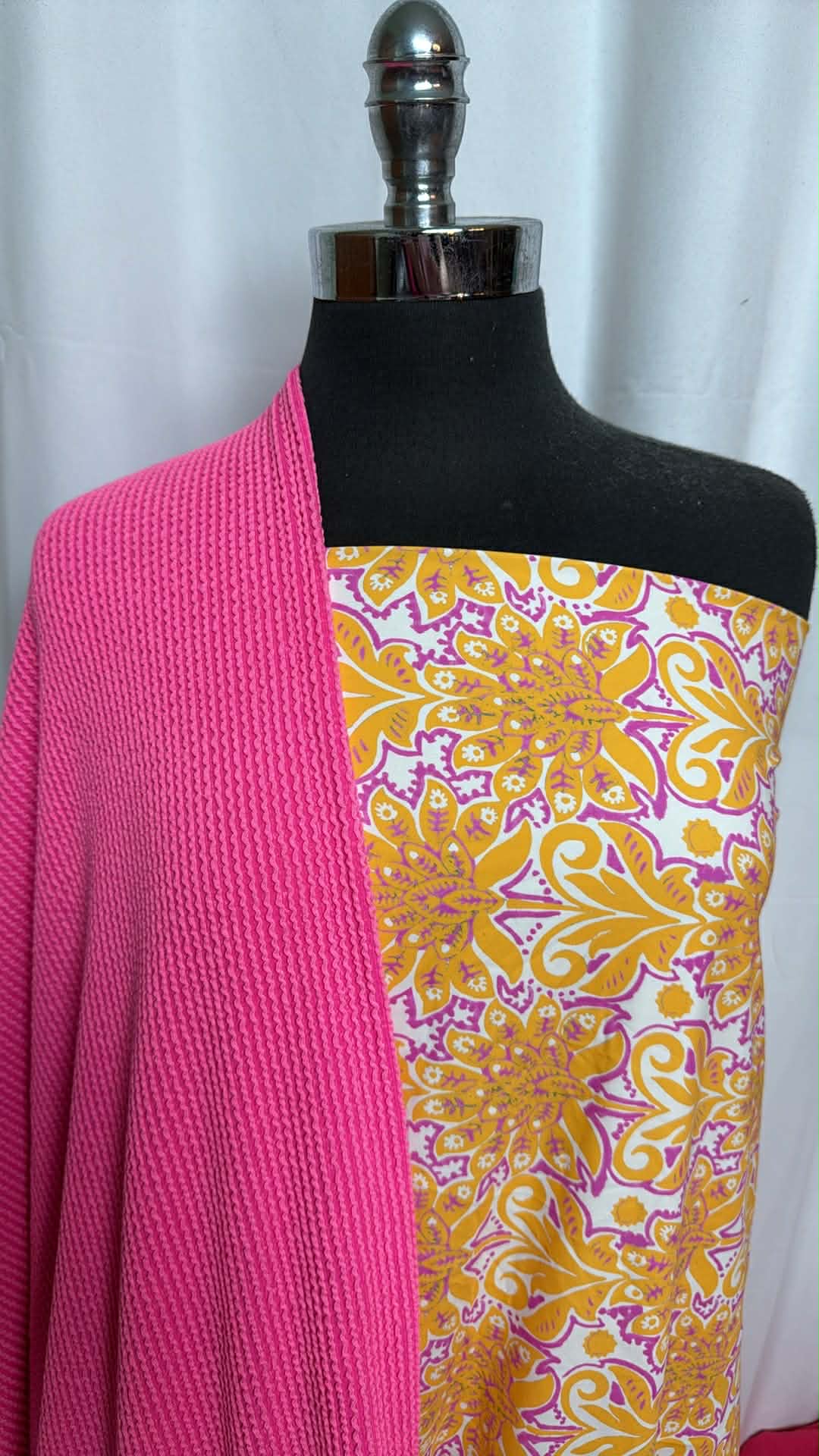 YELLOW FLORAL/PINK URBAN RIB BUNDLE : 2YD Yellow Floral N/S Swim & 2YD Pink Urban Rib : A29490
