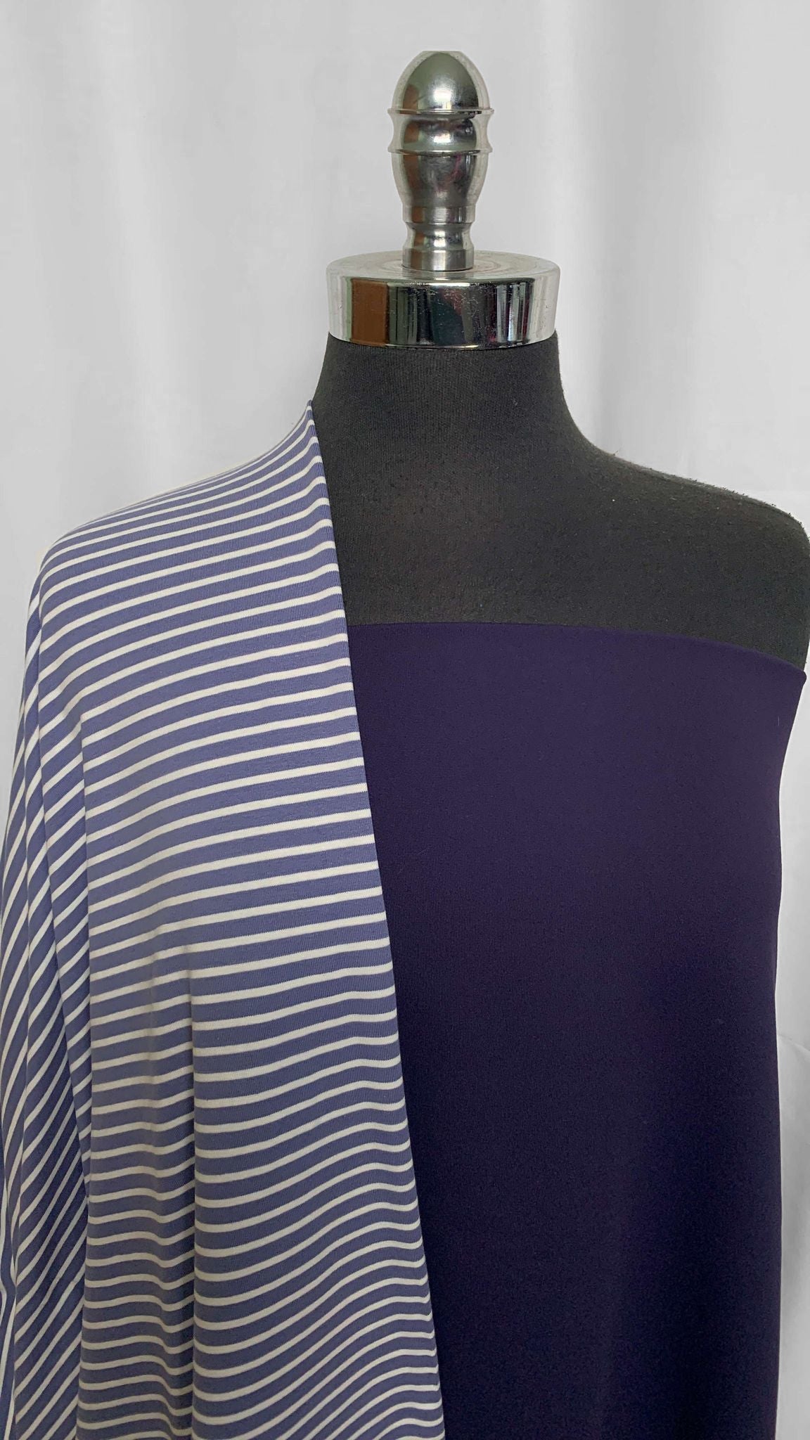 NAVY/DENIM STRIPE BUNDLE : 2YD Purple-Toned Navy Supplex & 2YD Denim Stripe C/S : A25704