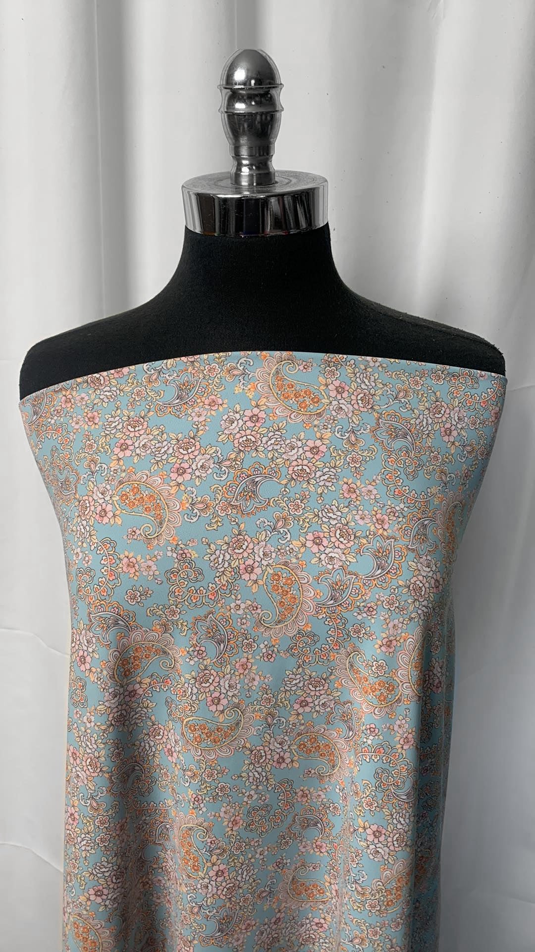 Blue Paisley - Recycled Poly/Spandex Performance - 2 Yard Cut