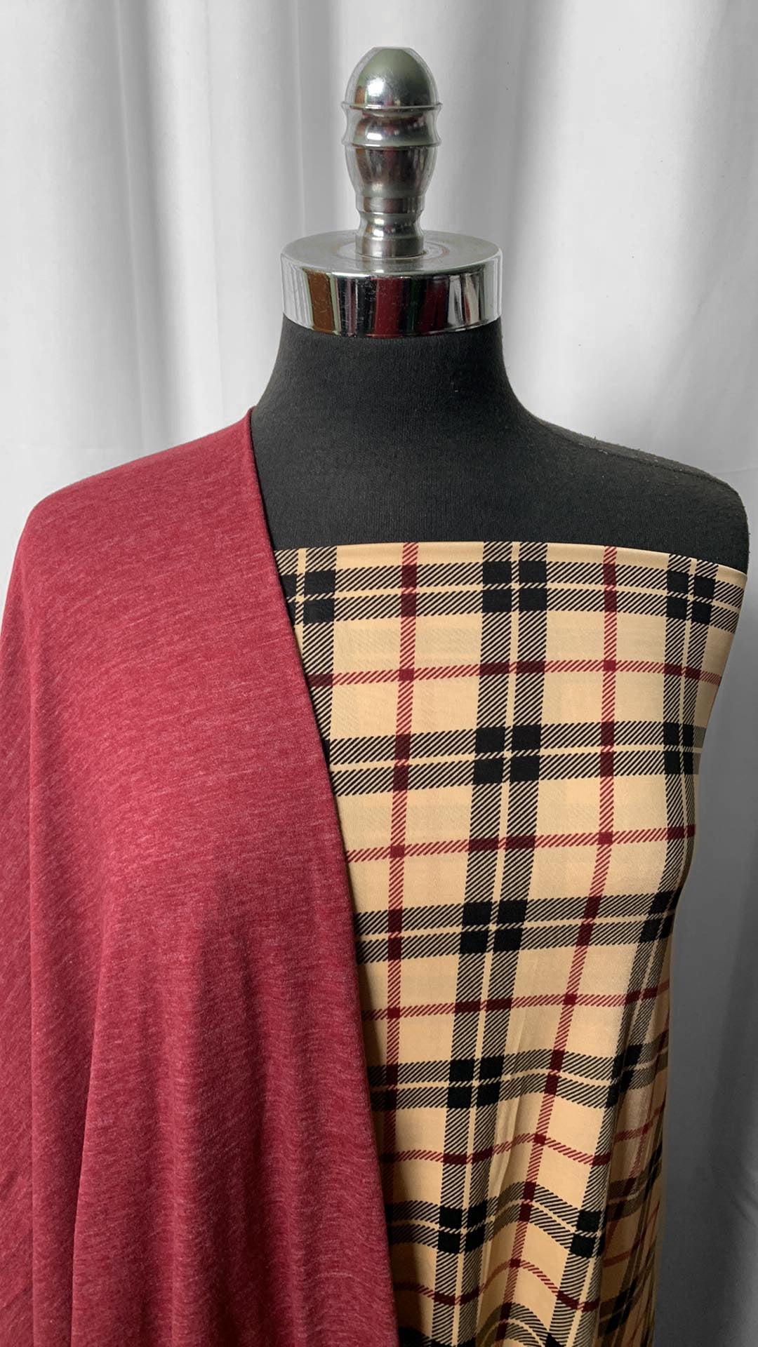BURGUNDY/PLAID BUNDLE : 2YD Burgundy C/P & 2YD Plaid Venezia : A25025
