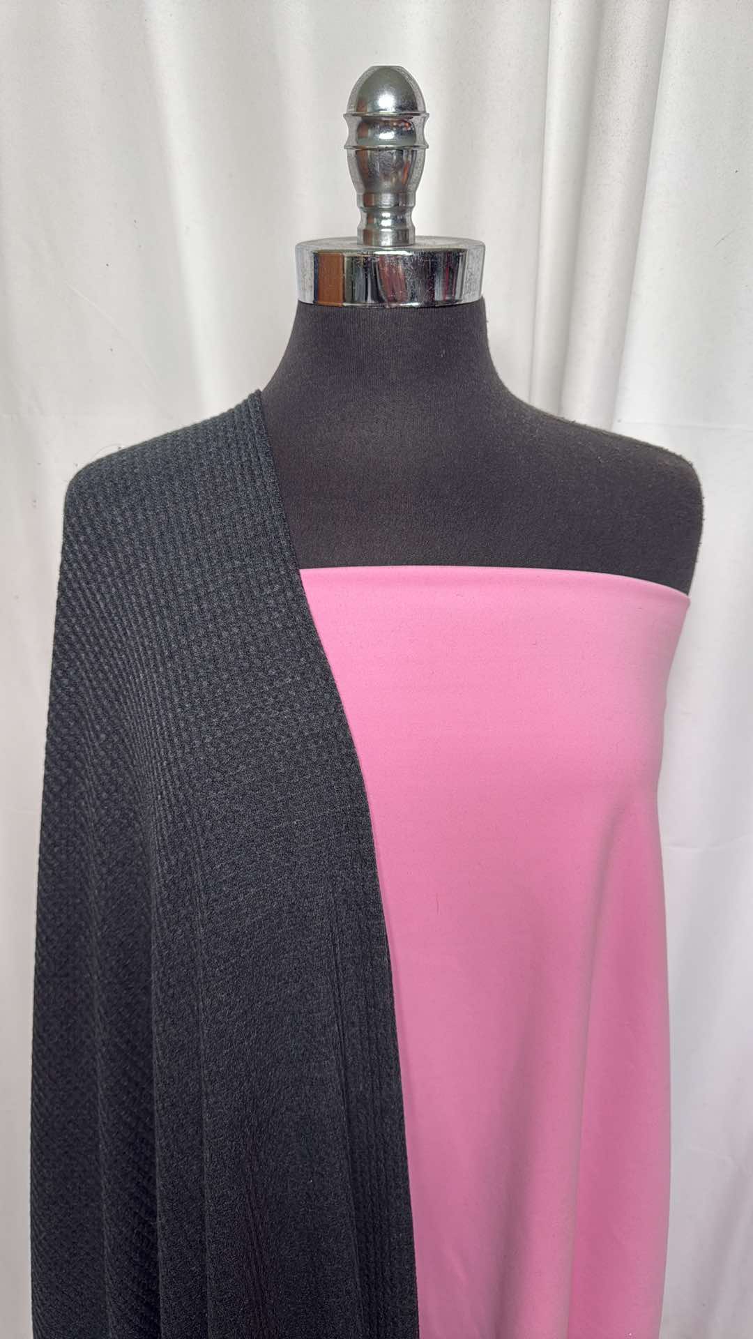 PINK/CHARCOAL BUNDLE : 2YD Charcoal Waffle & 2YD Pink Heavy Brushed Yoga PF : A26446