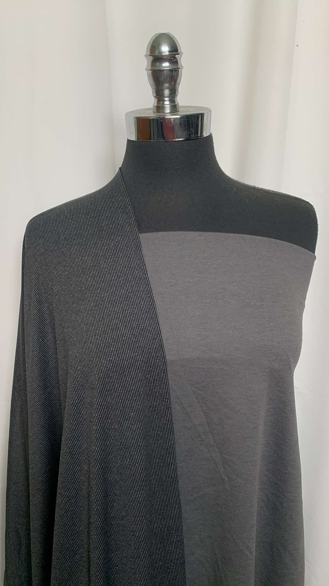 GREY/STRIPE BUNDLE : 1YD Grey Peached PF & 2YD Stripe Top-Weight PF : A25867