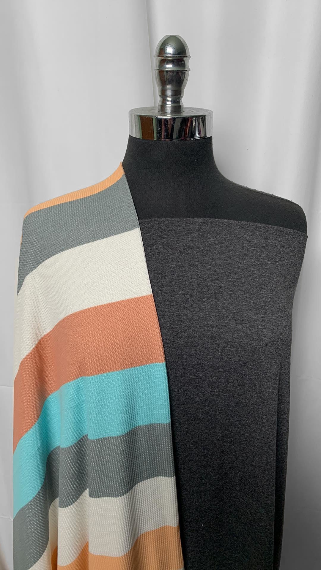 CHARCOAL/MULTI STRIPE BUNDLE : 2YD Charcoal P/C & 2YD Multi Stripe Thermal : A2195