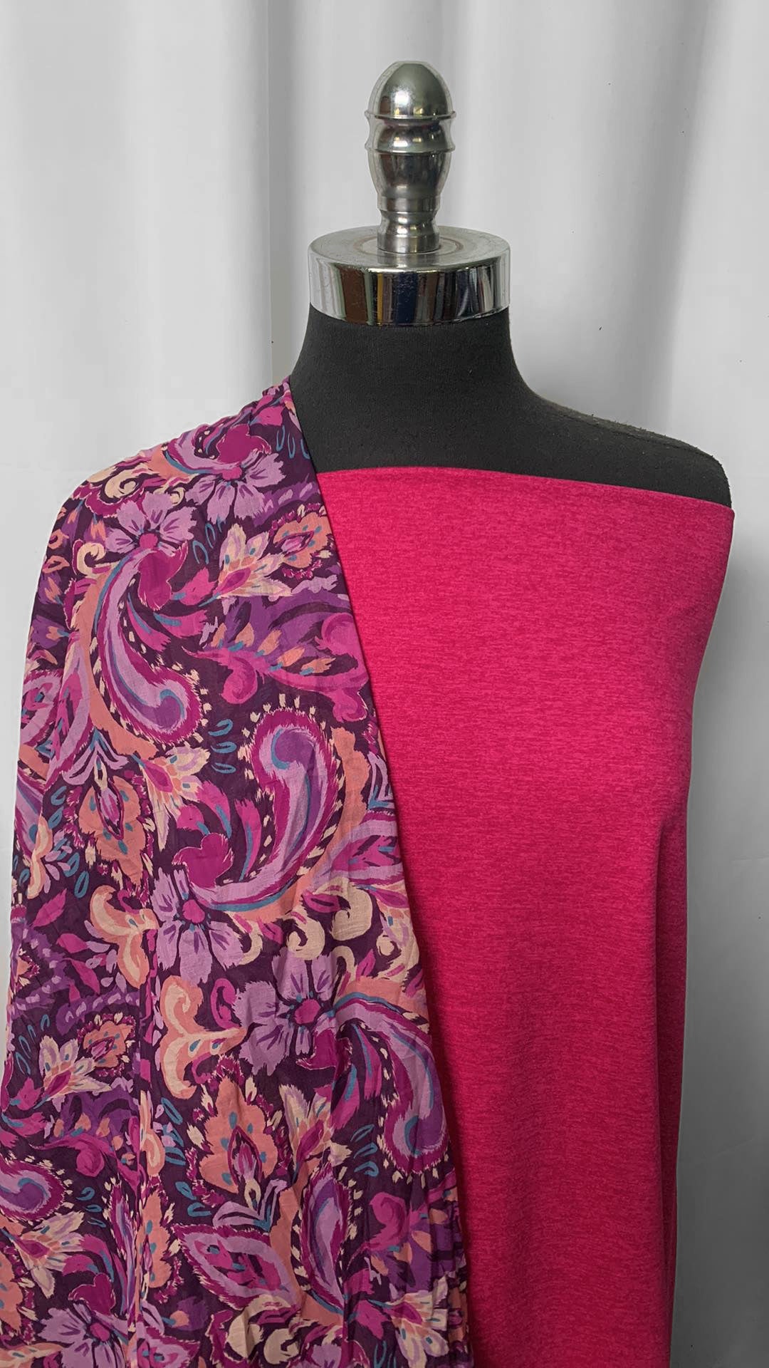 MAGENTA/PAISLEY BUNDLE : 2YD Paisley Silk/Cotton Woven & 2YD Magenta Peached PF : A2287