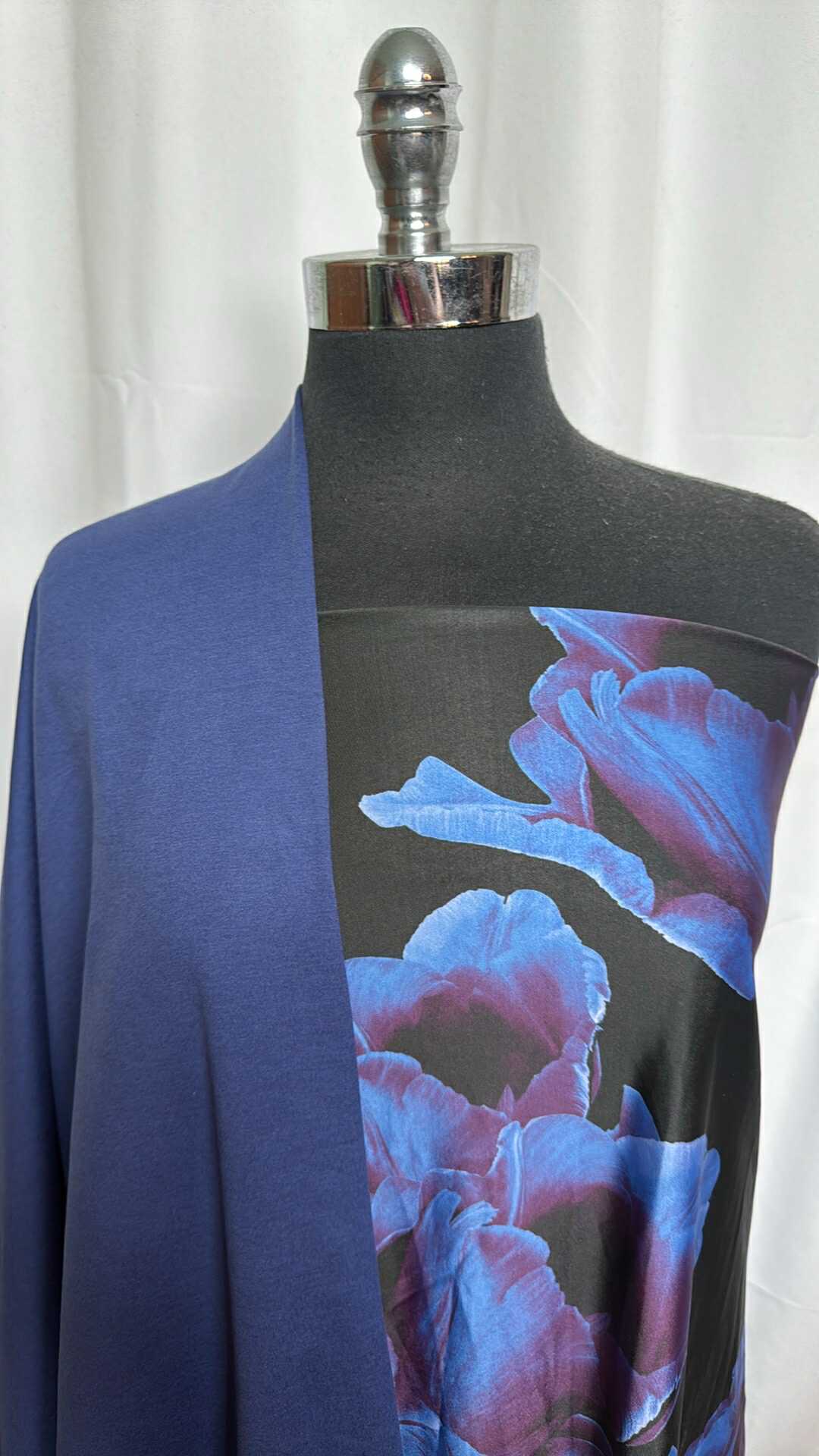 ETERNAL BLUE/FLORAL BUNDLE : 1YD Blue Floral Yoga PF & 2YD Eternal Blue Heather Peached PF : A28893