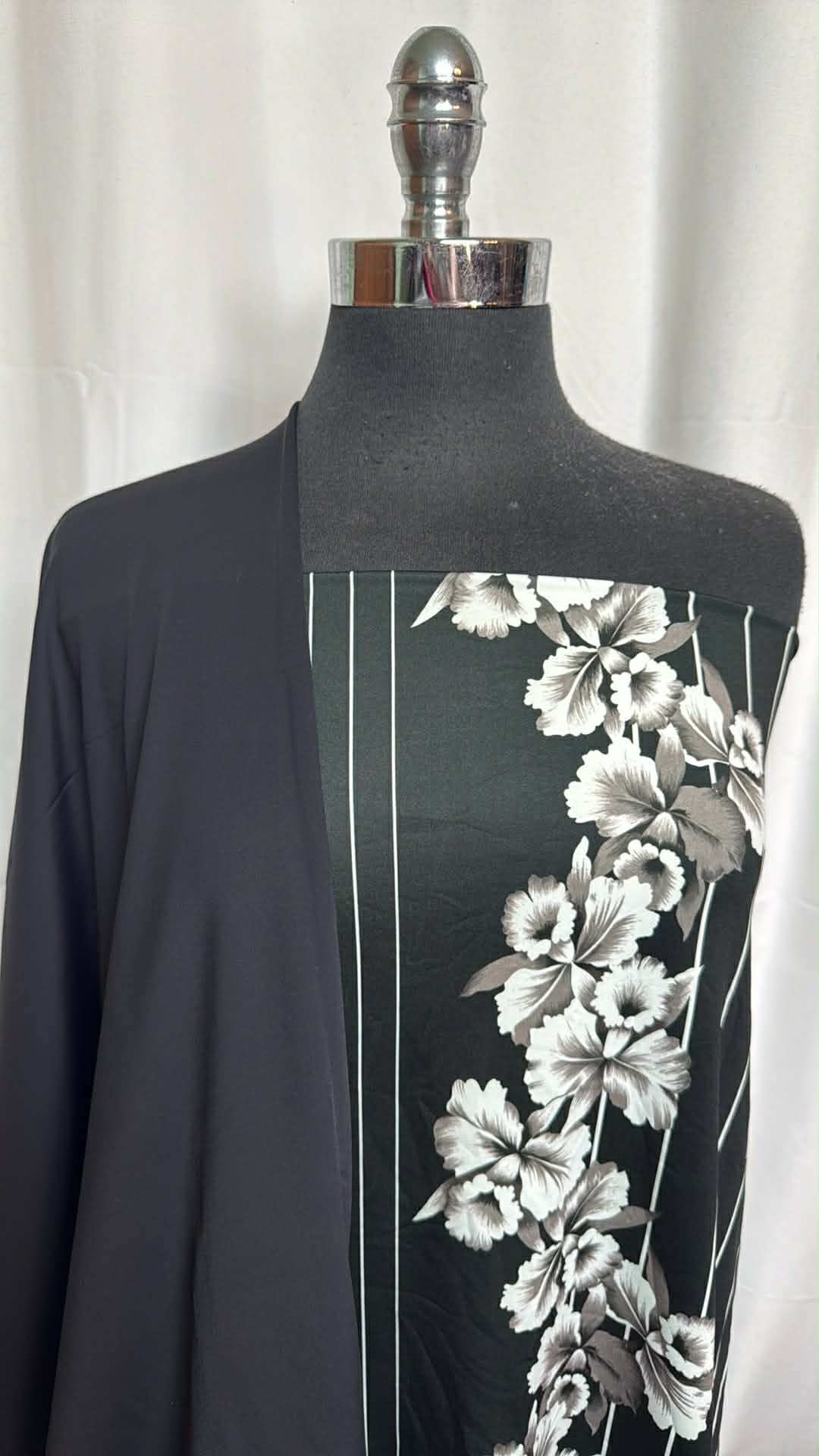 BLACK/FLORAL STRIPE BUNDLE : 1.5YD Vertical Floral/Stripes N/S Swim & 2YD Black N/S Swim : A29541