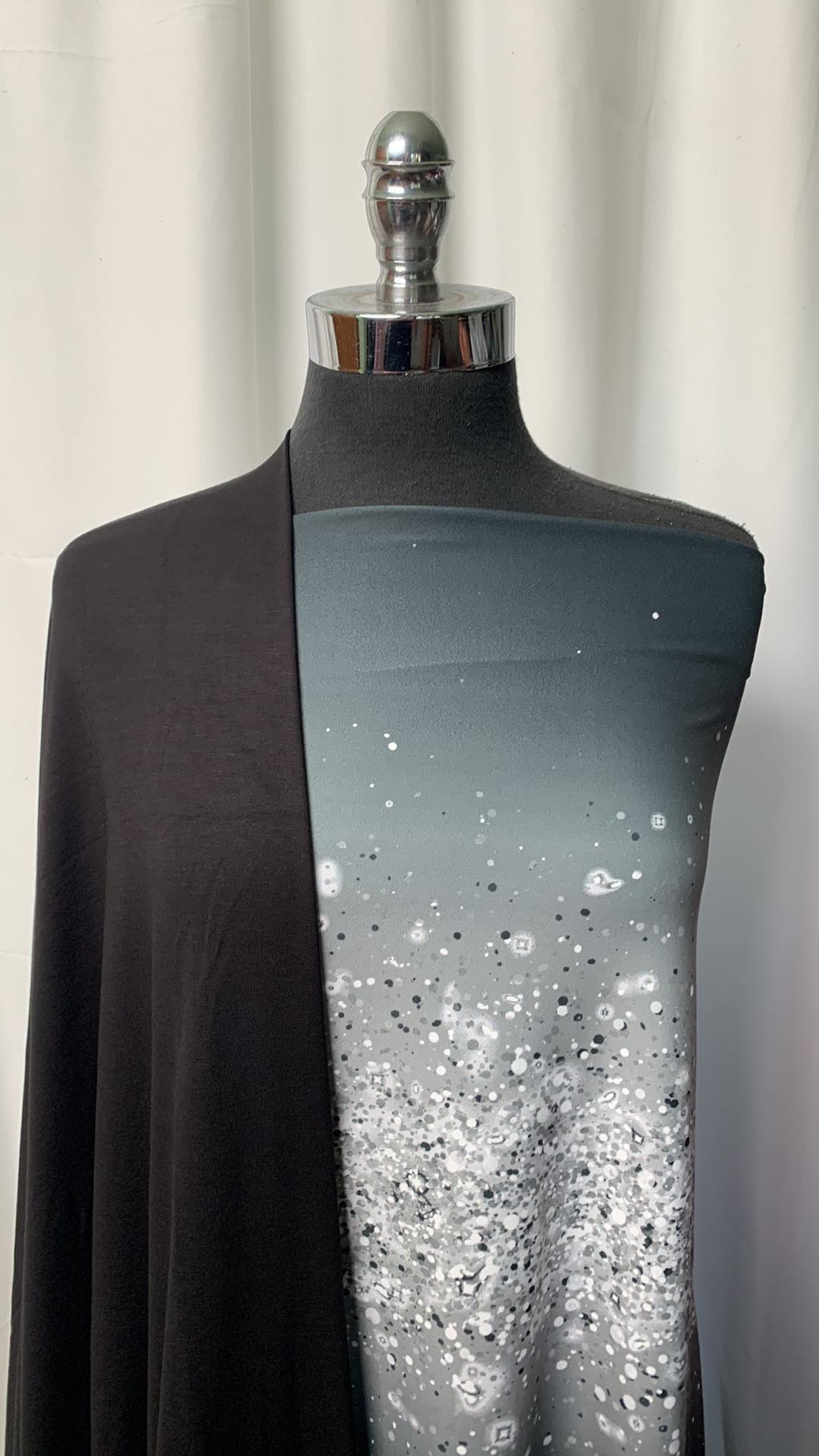BLACK DIAMOND BUNDLE : 1+YD Black Diamond Ombre Peached PF & 1.5YD Black Heavy Modal/Spandex : A1513