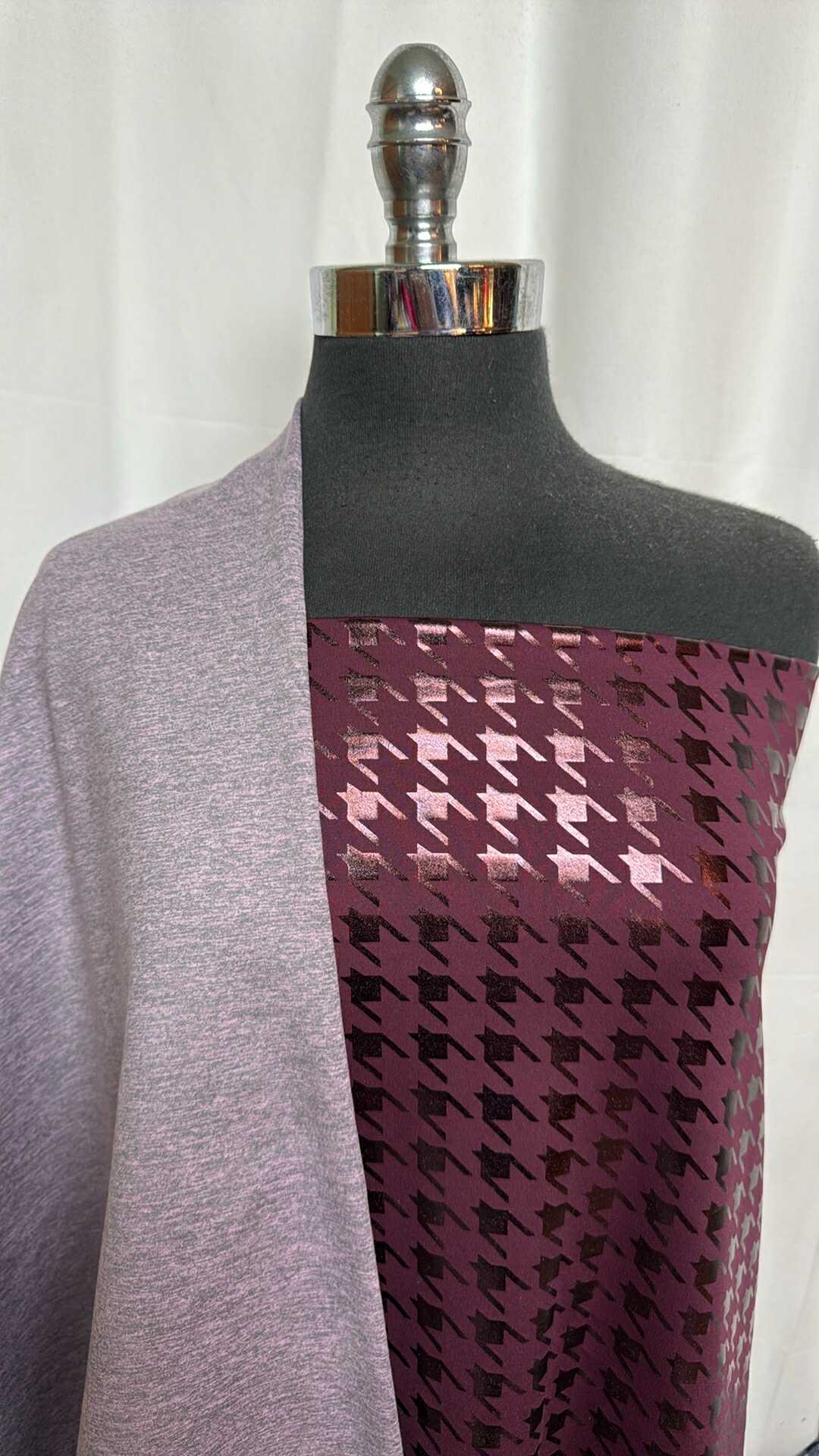 BURGUNDY HERRINBONE BUNDLE : 1YD Peached PF & 2YD Burgundy Herringbone Foil PF : A29091