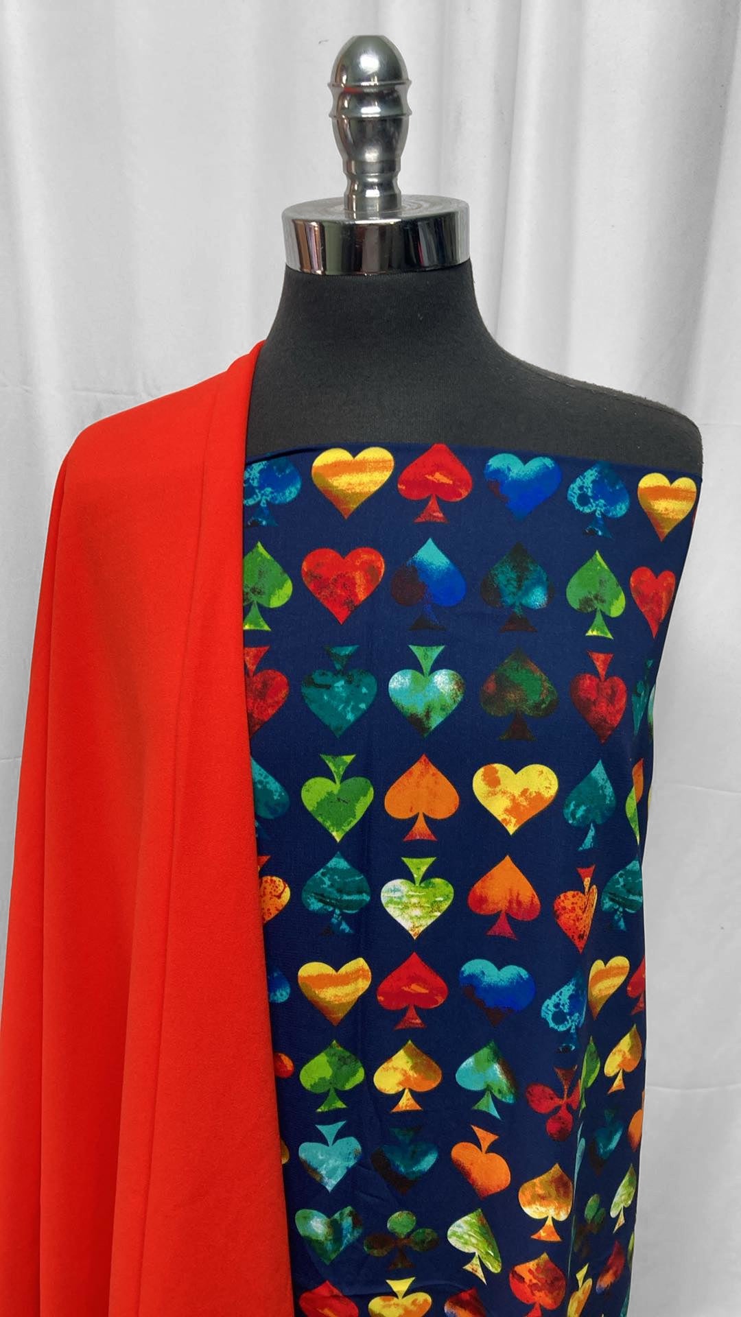RED/HEARTS & SPADES BUNDLE : 2YD Hearts & Spades PWD & 2YD Red Crepe Scuba : A25190