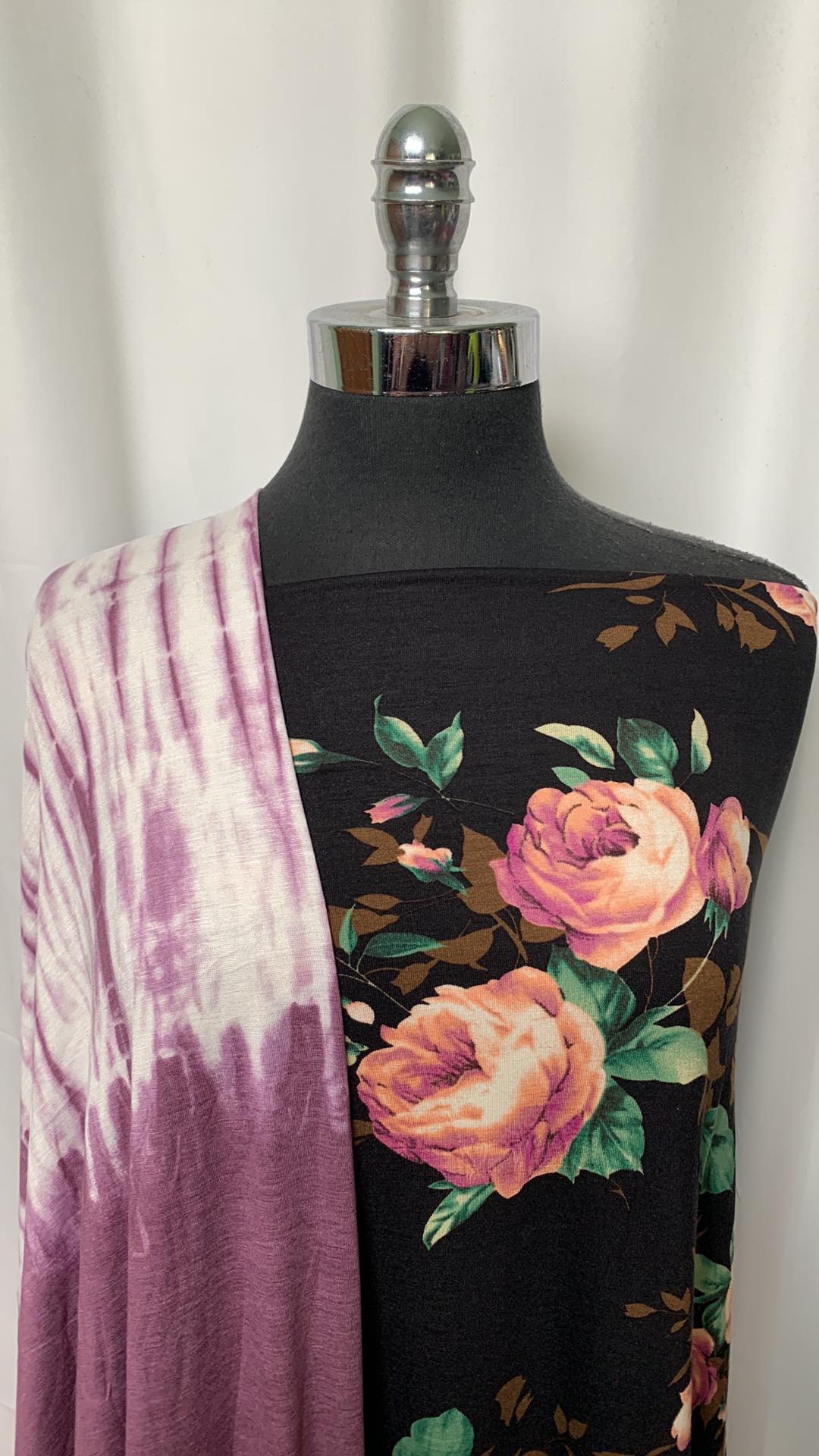 PURPLE TIE DYE/FLORAL BUNDLE : 2YD Purple Tie Dye R/S & 2YD Floral R/S : A2066