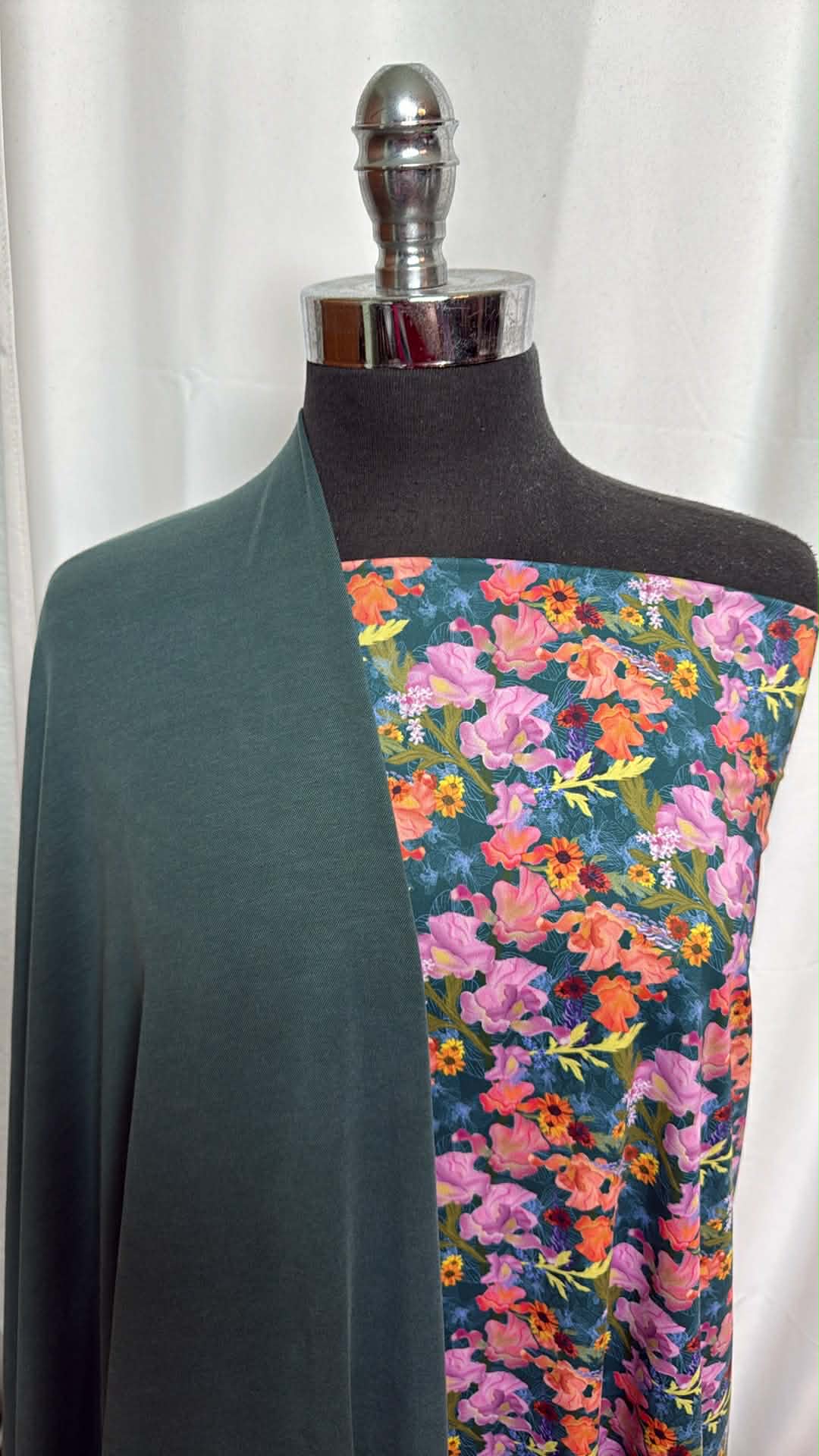 JADE/FLORAL BUNDLE : 2YD Floral N/S Swim & 2YD Jade Cupro Pique : A29693