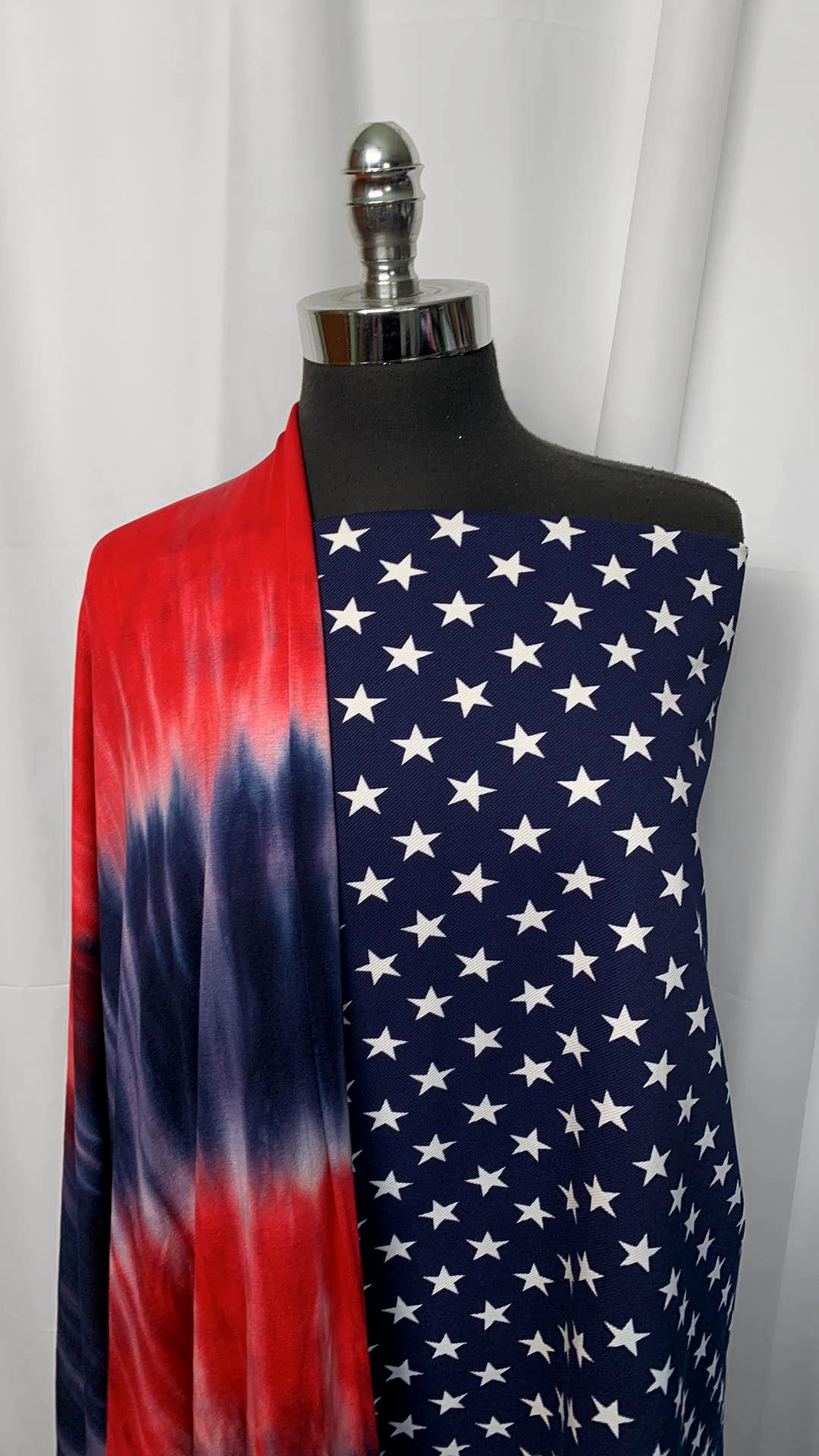 TIE DYE PATRIOT BUNDLE : 2YD Stars Knit Twill & 2YD Navy/Red Tie Dye R/S : A0945