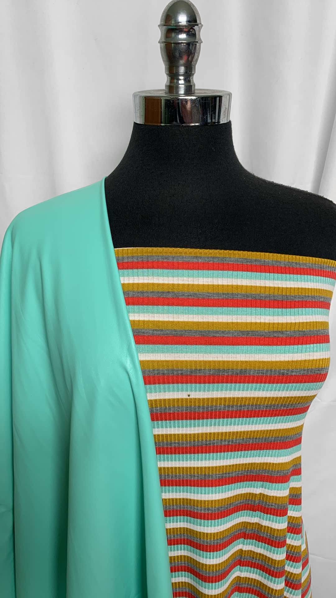 MINT/STRIPE BUNDLE : 2YD Stripe Rib R/S & 2YD Mint Stretch Satin-Backed Vinyl : A25903