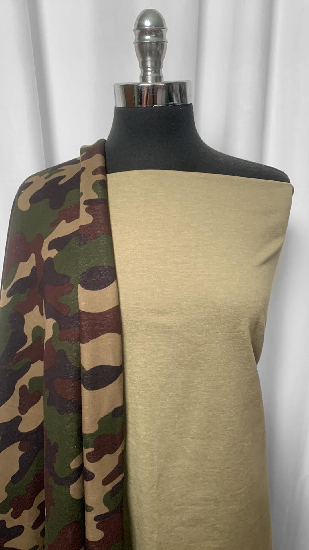 KHAKI/CAMO BUNDLE : 1YD Khaki Peached PF & 2YD Camo SuperPlush : A2404