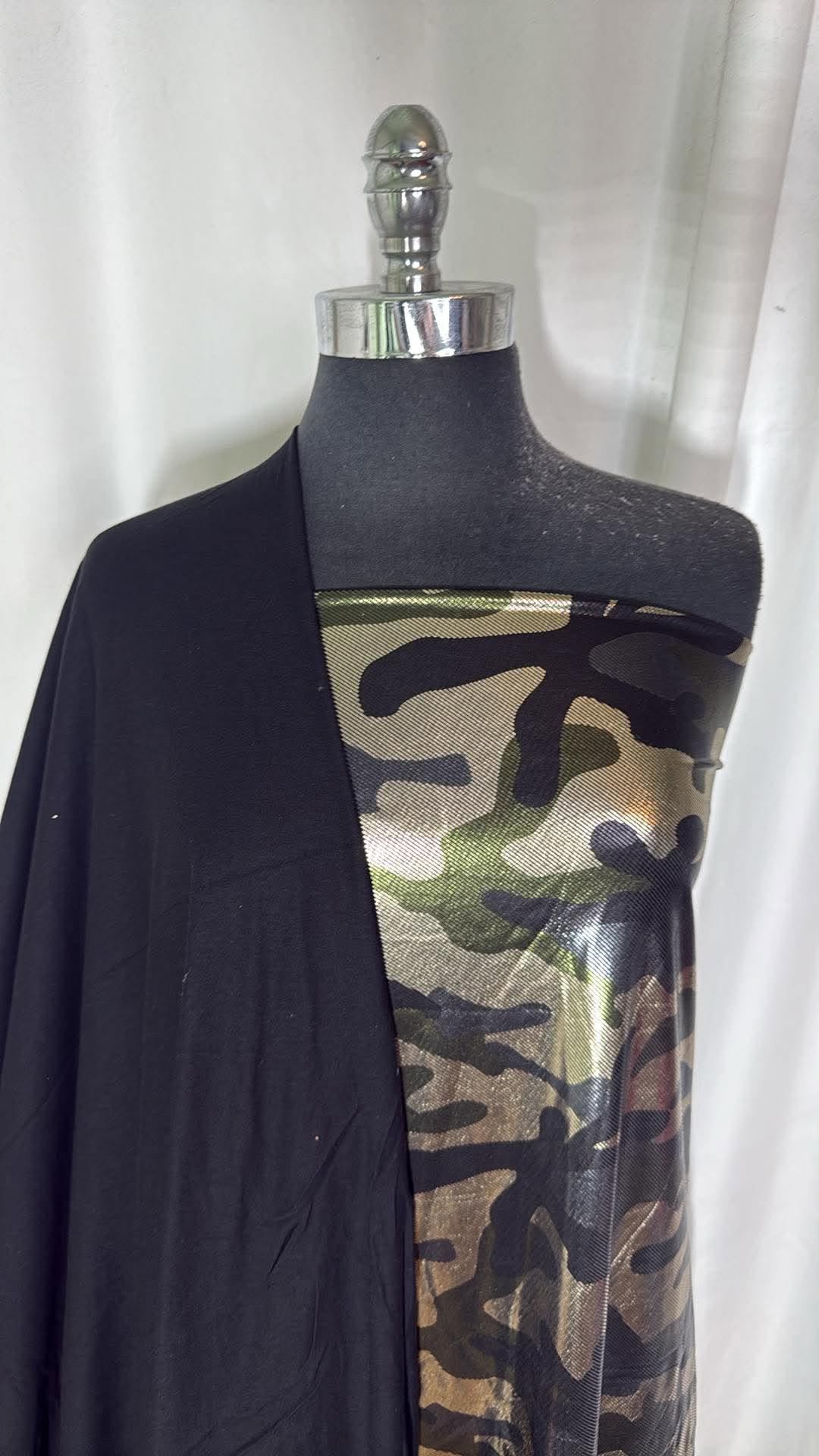 BLACK/FOIL CAMO BUNDLE : 2YD Camo Foil ITY & 2YD Black Pima Cotton : A31124