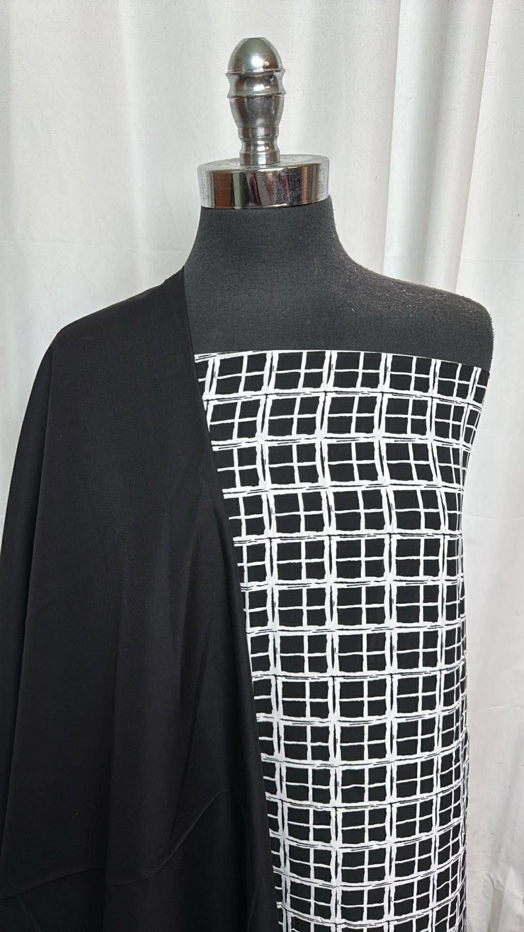 BLACK/WINDOW PLAID BUNDLE : 1YD Window Plaid PWD (100% Poly) & 2YD Black C/P Woven : A30122