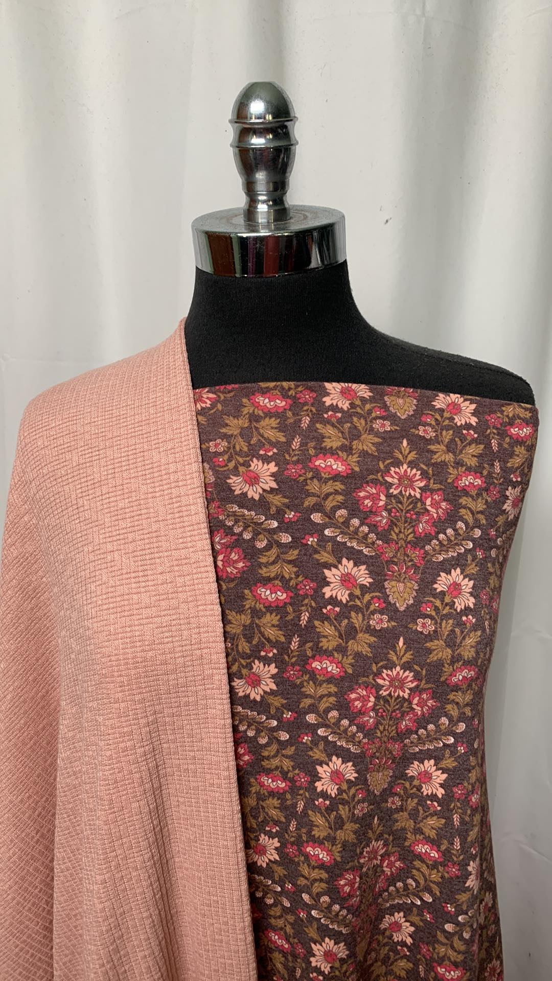 PINK SWEATER BUNDLE : 1YD Floral PRS FT & 2YD Pink Slub Rib SK : A1609