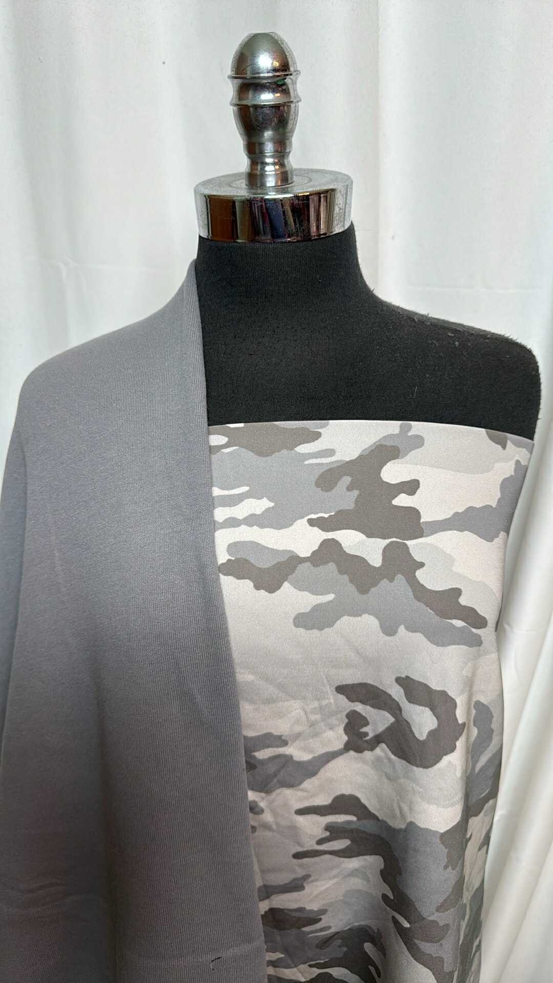 GREY/CAMO BUNDLE : 2YD Camo PF (50" Wide) & 2YD Grey Sweatshirt Fleece (72" Wide) : A28296