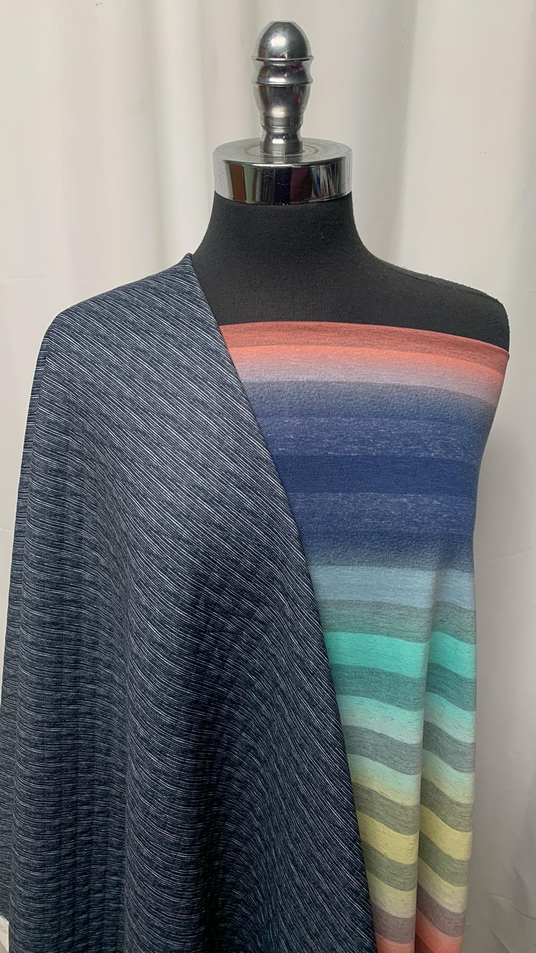 OMBRE STRIPE/QUILTED BUNDLE : 2YD Ombre Stripe PRS & 2YD "Denim" Quilted : A25229