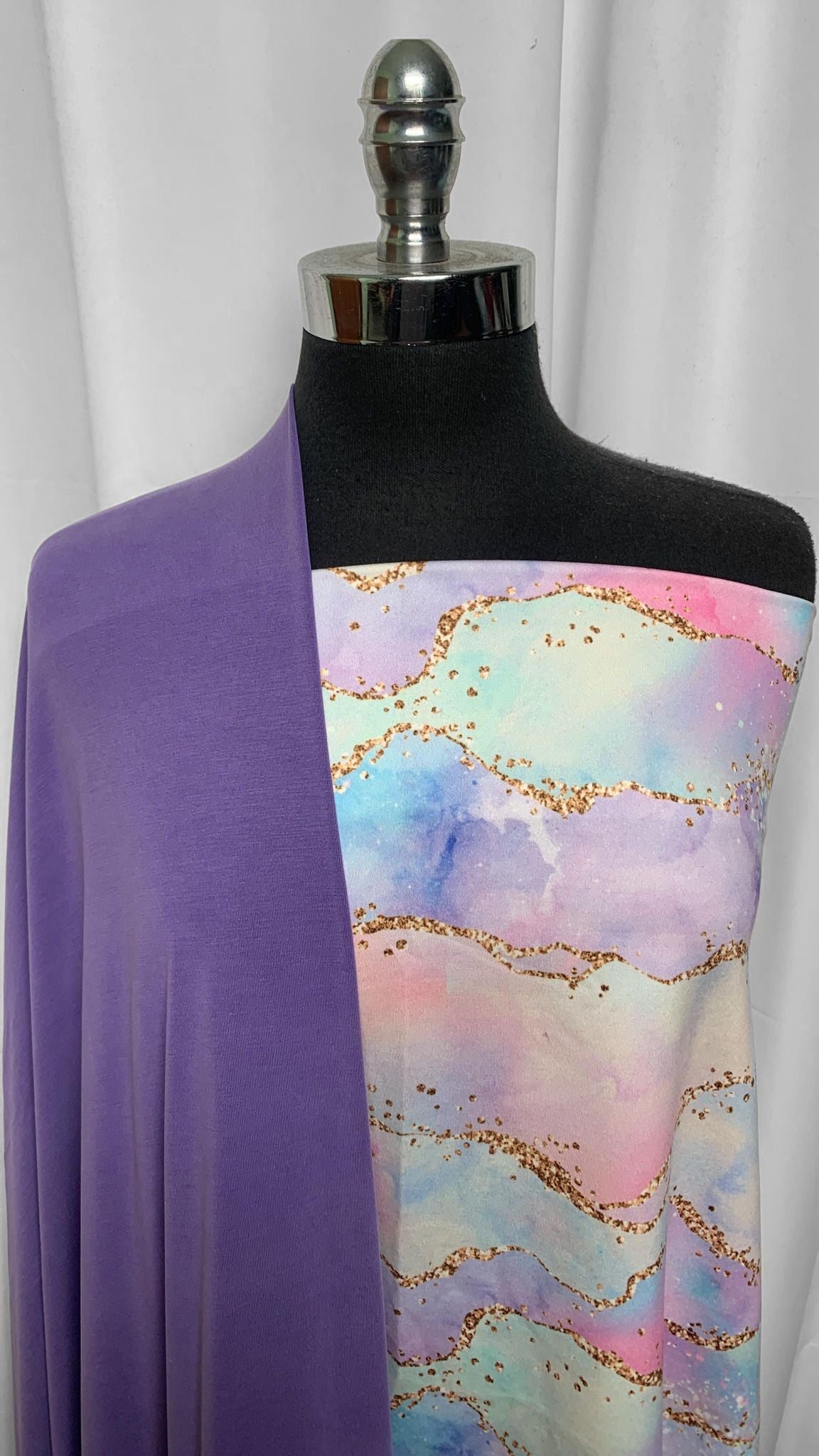 PURPLE/PASTEL BUNDLE : 1YD Pastel Geode Peached PF & 2YD Purple Cupro : A25530