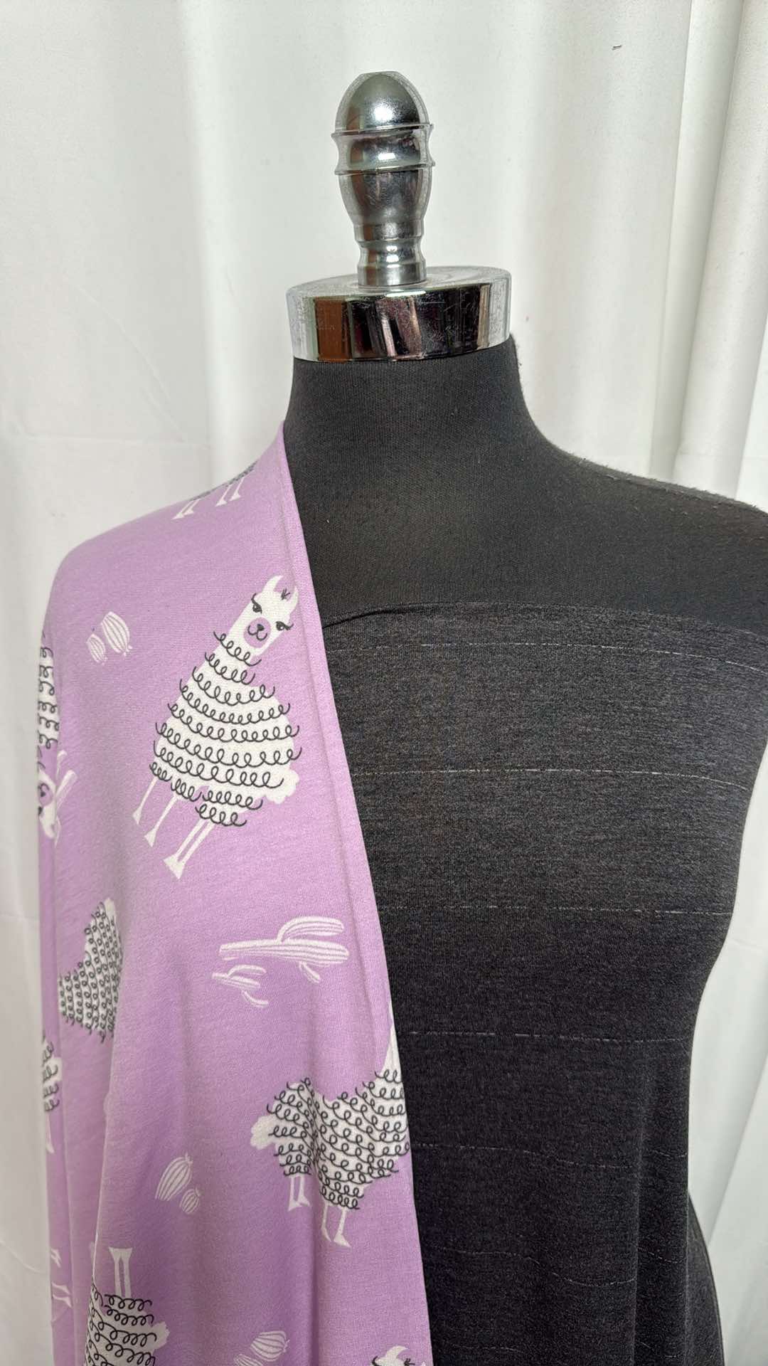 LLAMA/STRIPE BUNDLE : 2YD Lilac Llama PRS FT & 2YD Charcoal Stripe R/S : A27200
