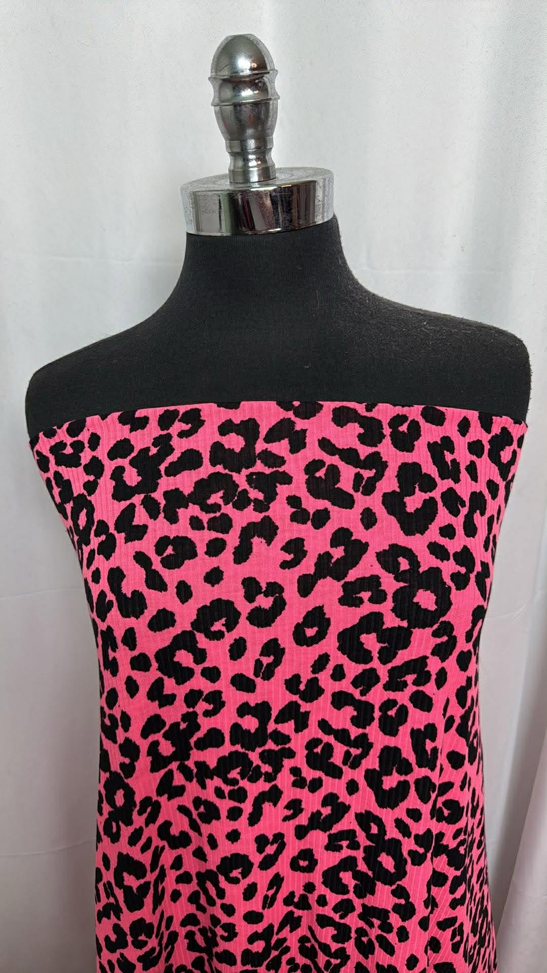 Pink Leopard - PRS Rib Knit - 2 Yard Cut