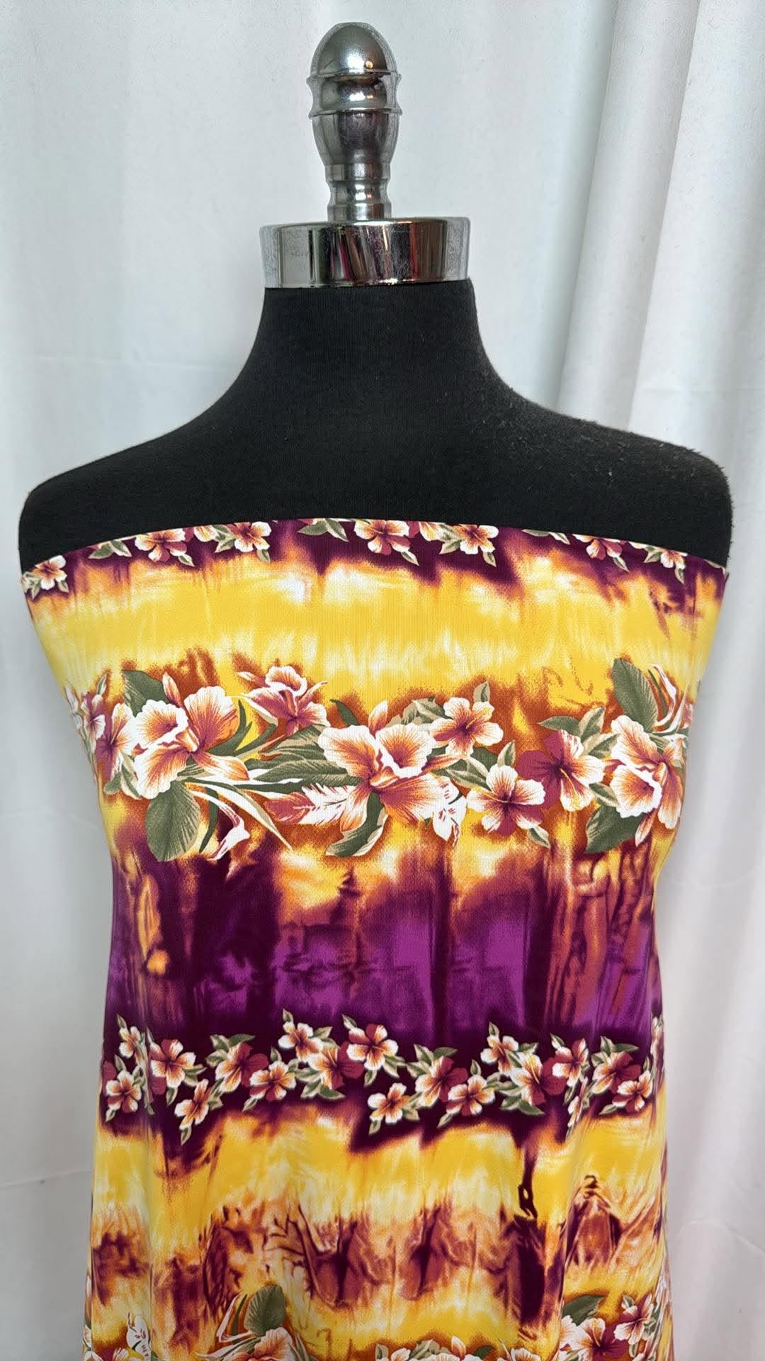 Tie Dye/Tropical Floral - Nylon/Spandex Swim- 2 Yard Cut