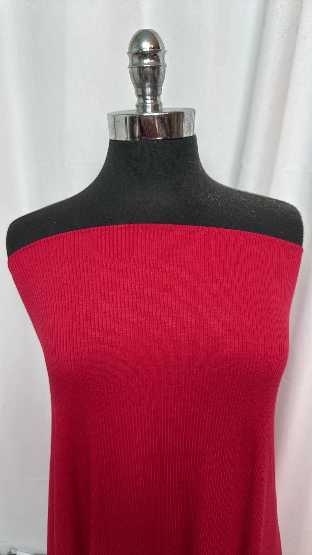 Red - Rayon/Spandex Rib - 2 Yard Cut