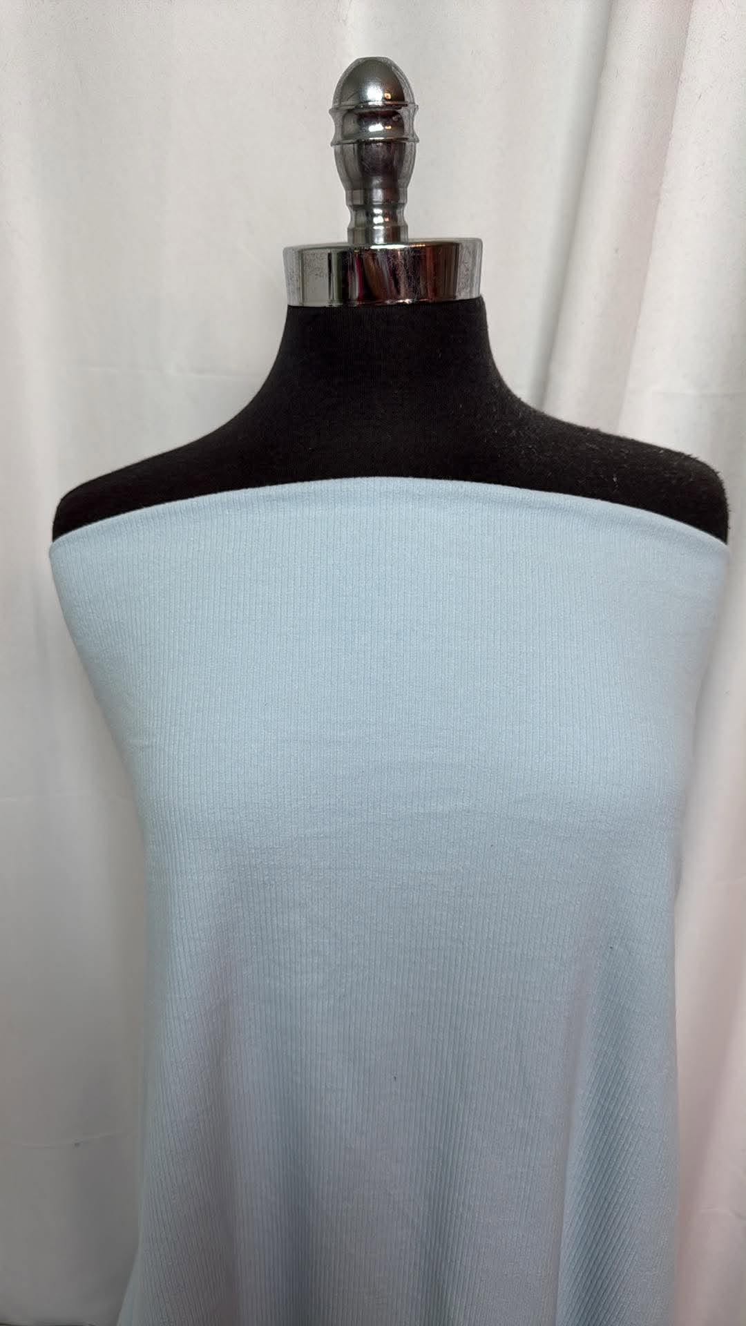 Pale Blue - Brushed Cotton/Spandex Rib Knit - 2 Yard Cut
