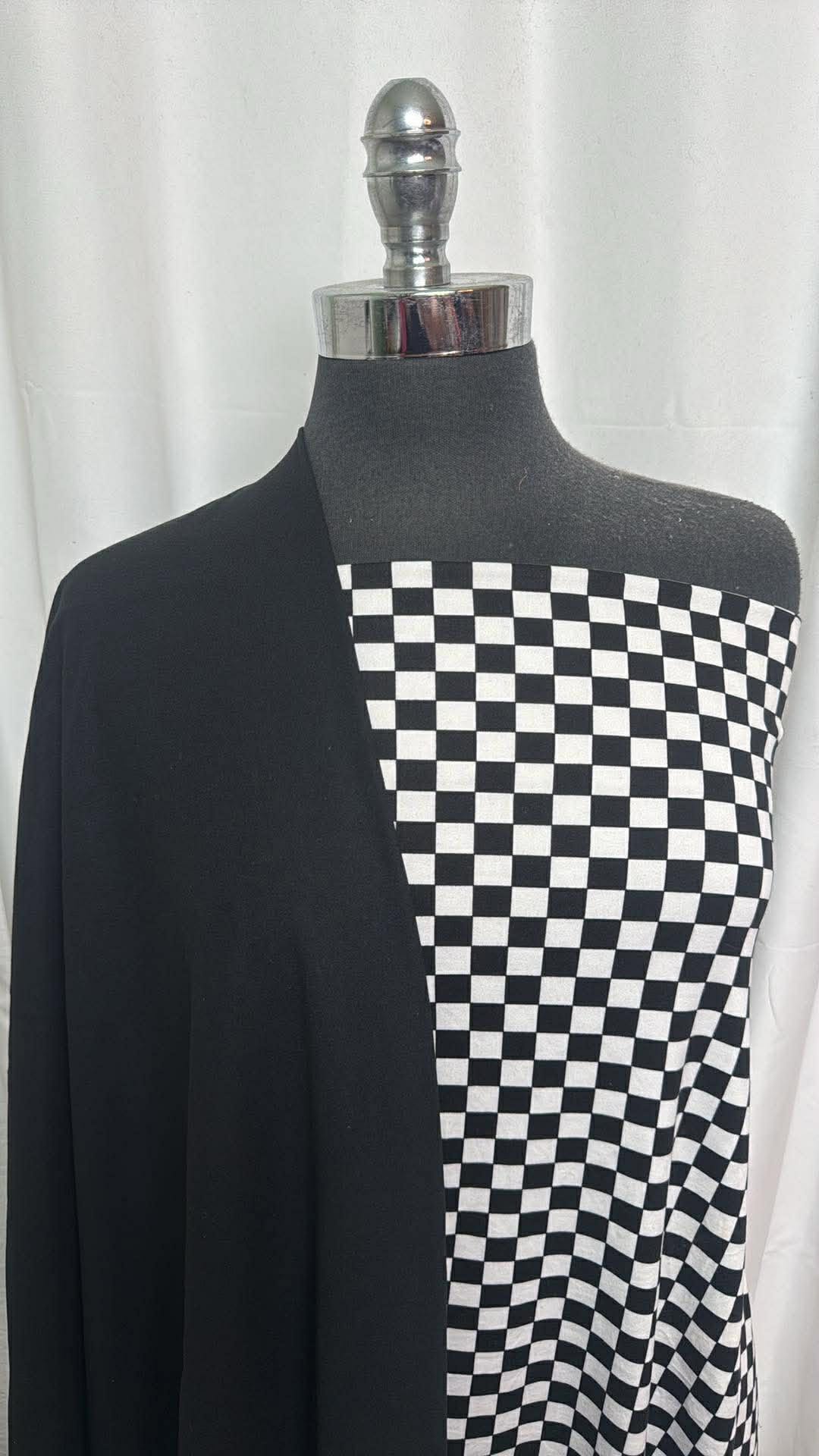 BLACK/CHECK BUNDLE : 30" Cut of Check DBP & 2YD Black Single-Brushed Yoga PF : A30356