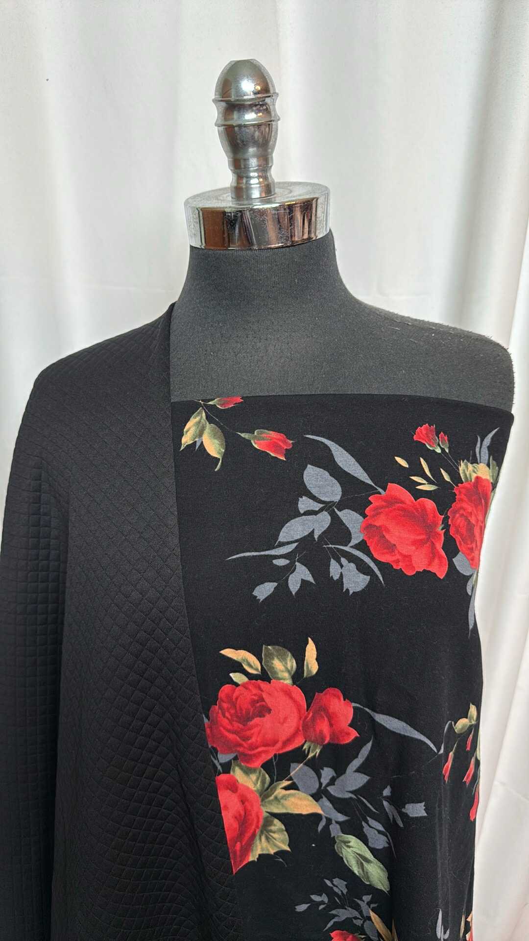 BLACK FLORAL/QUILTED BUNDLE : 2YD Black Floral C/S Brushed FT & 2YD Black Quilted : A27887