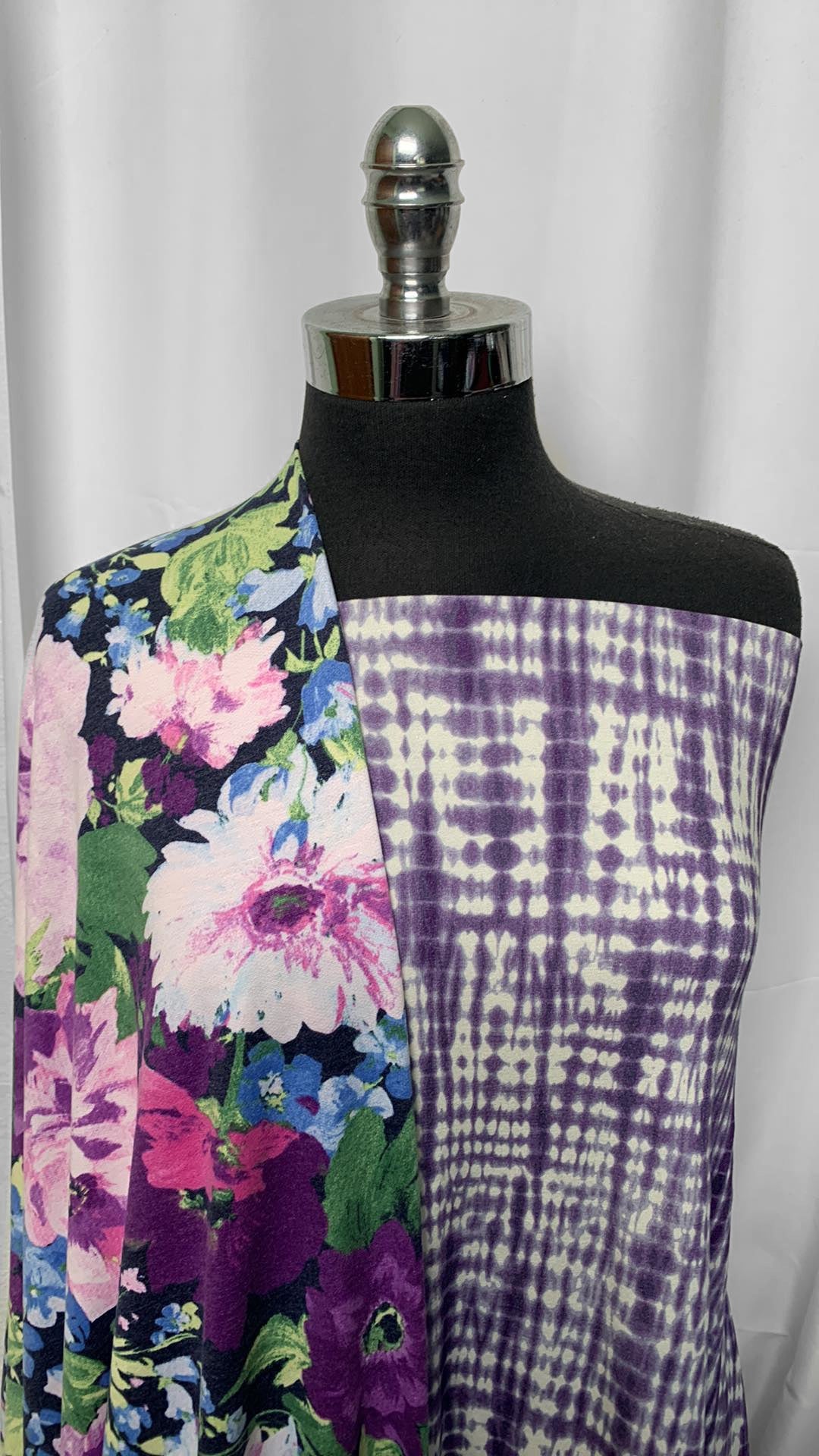 PURPLE TIE DYE/FLORAL BUNDLE : 2YD Tie Dye Supima/Modal & 2YD Purple Floral PRS FT : A2533