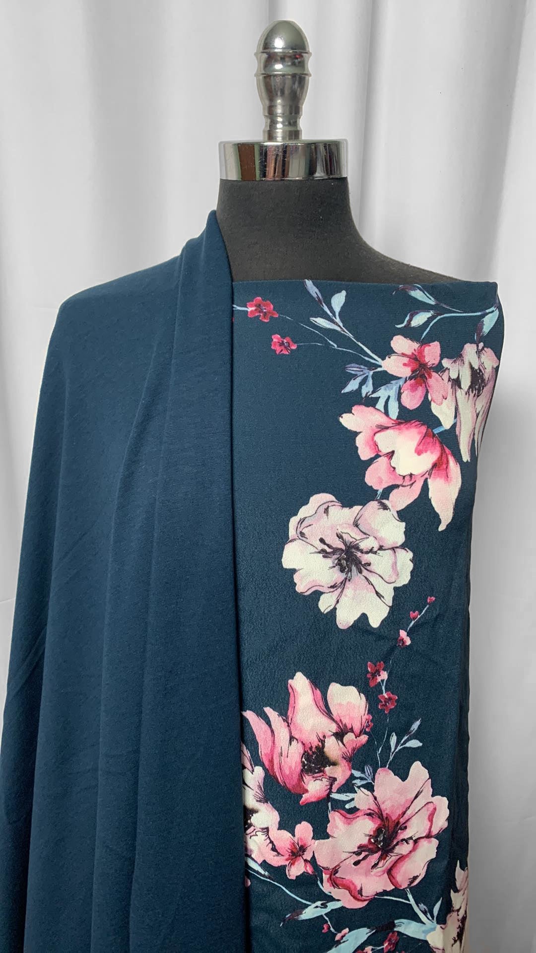 TEAL FLORAL BUNDLE : 2YD Teal/Navy Modal C/S FT & 66" Teal Floral Rayon Woven : A2384