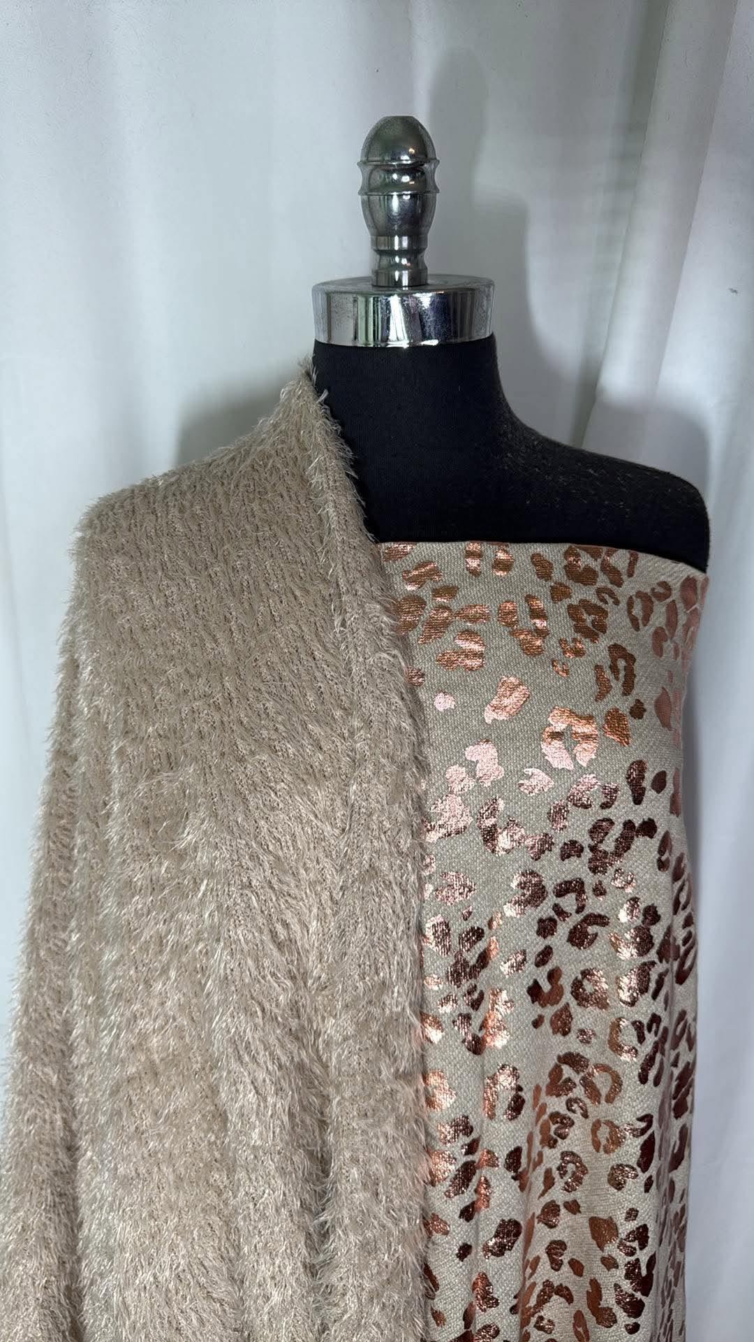 HAIRY/ROSE GOLD LEOPARD BUNDLE : 2YD Rose Gold Leopard Cotton-Blend FT w/Foil & 2YD Hairy SK : A31125