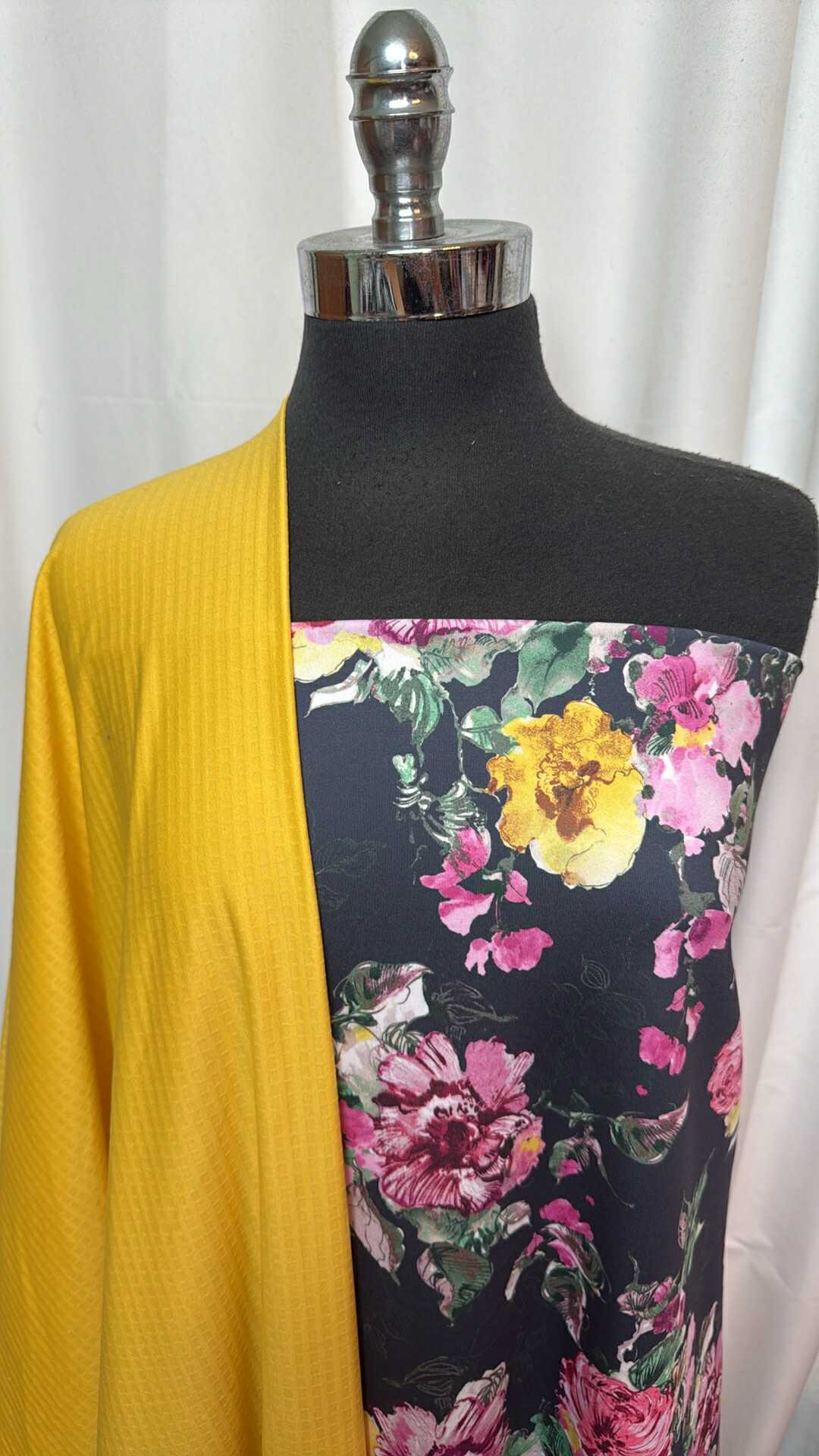 YELLOW JACQUARD/FLORAL BUNDLE : 2YD Floral PF & 1.5YD Yellow Jacquard Top-Weight PF (48" Wide) : A27689