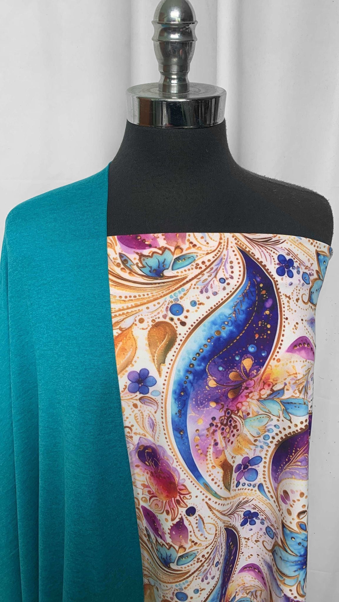 PEACOCK/PAISLEY BUNDLE : 28" Cut of Western Paisley Glide & 1+YD Teal Featherweight PF : A25627