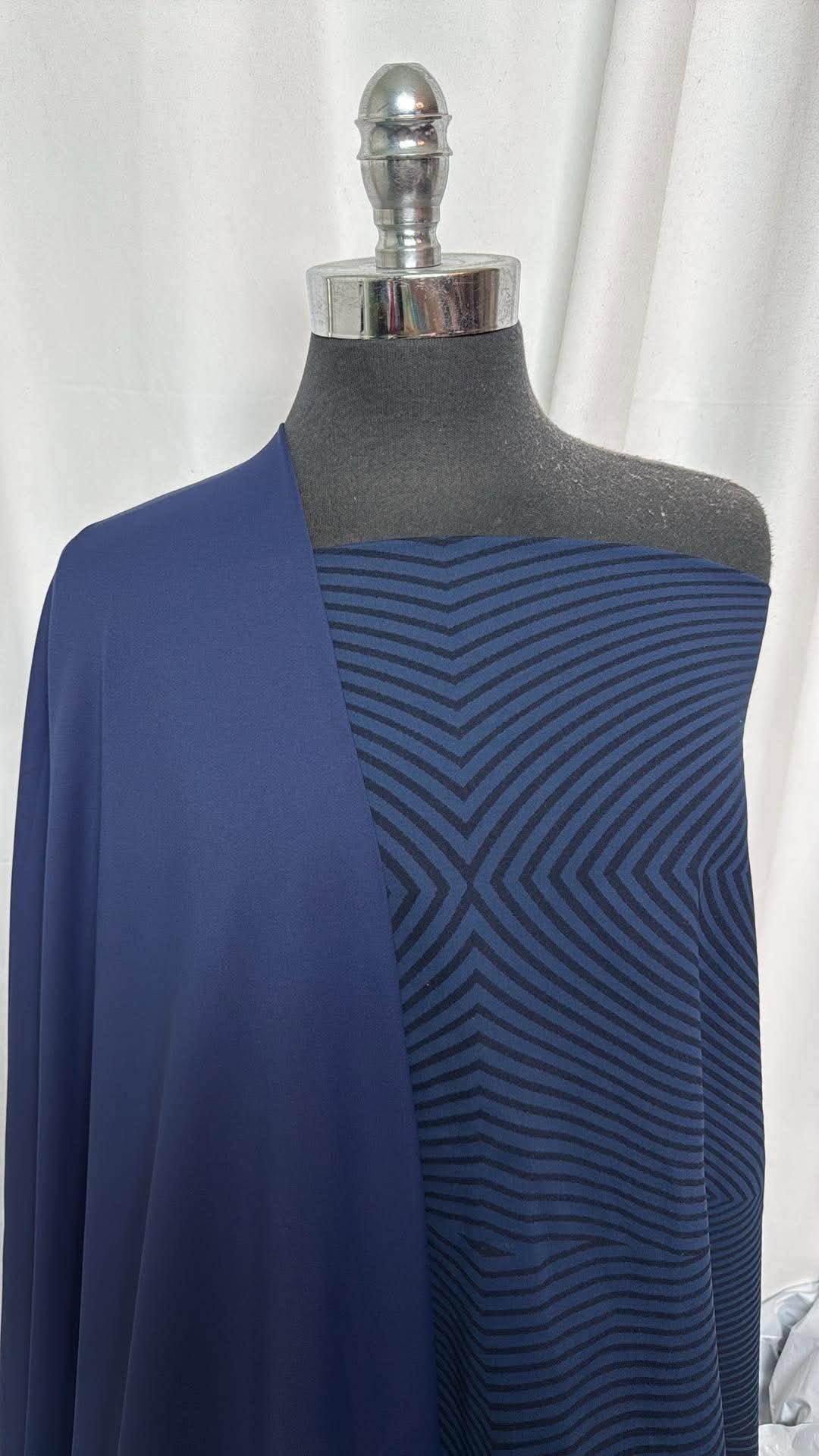 NAVY/BLACK GEO LINES BUNDLE : 2YD Navy Yoga PF & 2YD Navy/Black Geo Lines PF : A30687