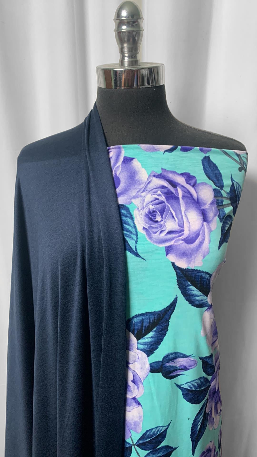 NAVY/MINT FLORAL BUNDLE : 2YD Mint Floral Bulgari & 2YD Navy Featherweight PF : A2360