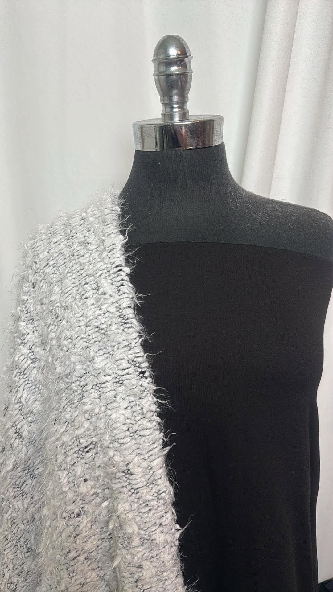 BLACK/WHITE HAIRY SWEATER BUNDLE : 2YD Black Brushed-Back PF & 2YD Very Thick/Very Soft White Slub Hairy SK : A30903