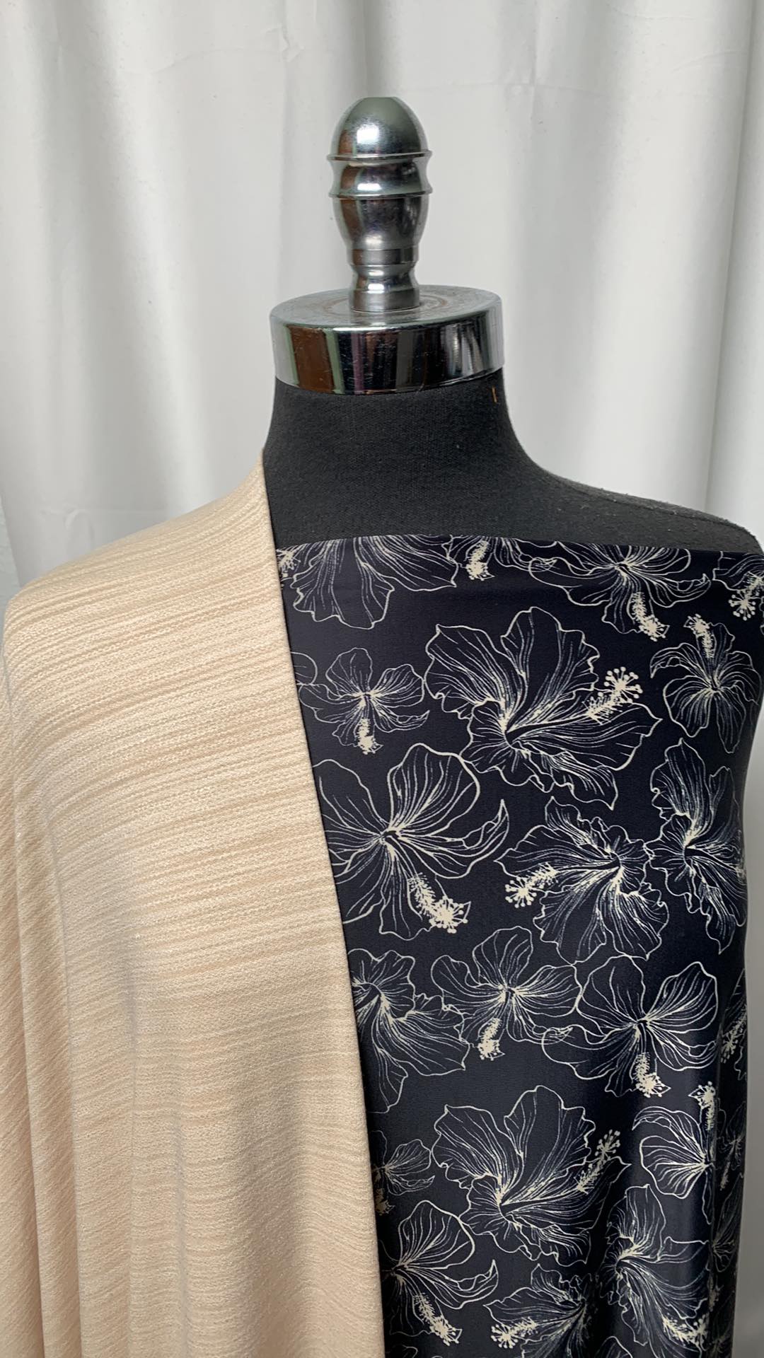 WHEAT/BLACK FLORAL BUNDLE : 1YD Black Floral N/S & 2YD Wheat Stripes PRS Jersey : A1761