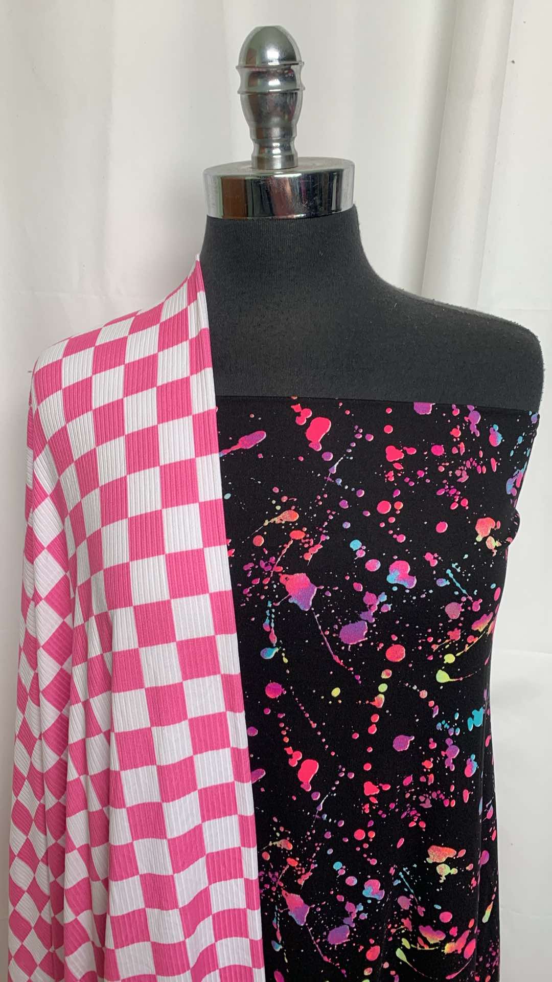 SPLATTER/CHECK BUNDLE : 2YD Splatter DBP & 1+YD Pink Check Rib DBP : A25868