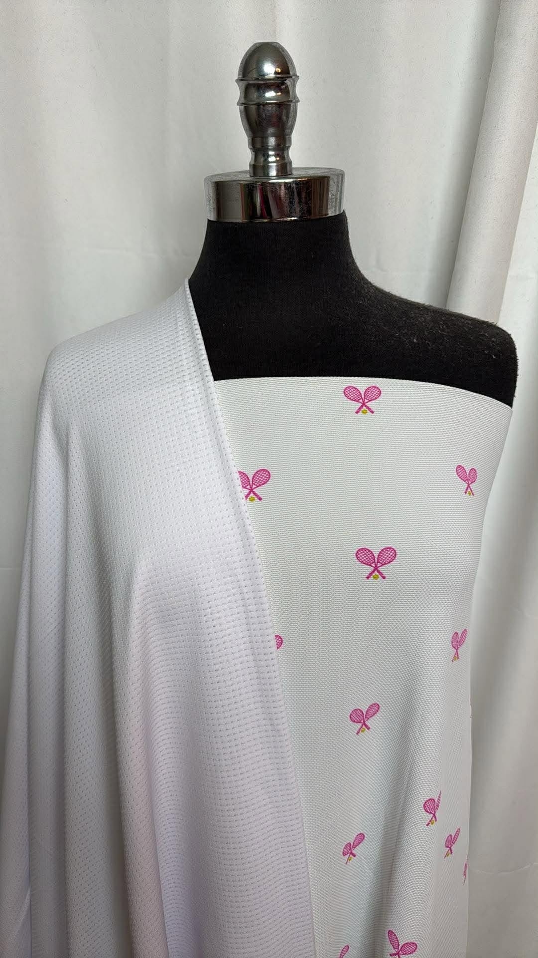 WHITE MESH/RACQUETS BUNDLE : 2YD Racquets Textured Top/Dress Weight PF (Read Descr.) & 2YD White PF Mesh : A30507