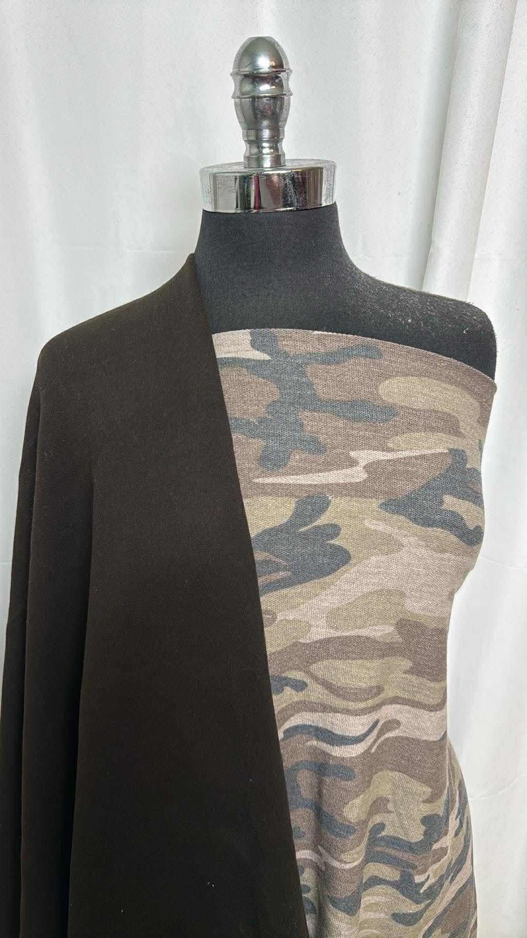 GREEN-BROWN/CAMO BUNDLE : 2YD Greenish-Brown Extra Wide Brushed C/P FT & 2YD Camo RSL PRS FT : A30543