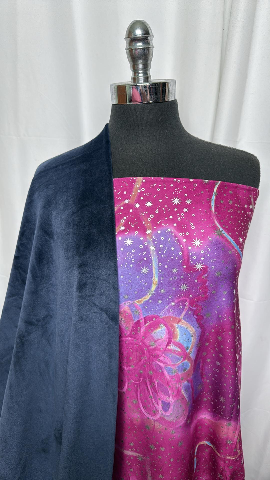 PURPLE/NAVY PLUSH BUNDLE : 2YD Purple Yoga PF w/Foil & 2YD Navy Velvet Plush : A27092