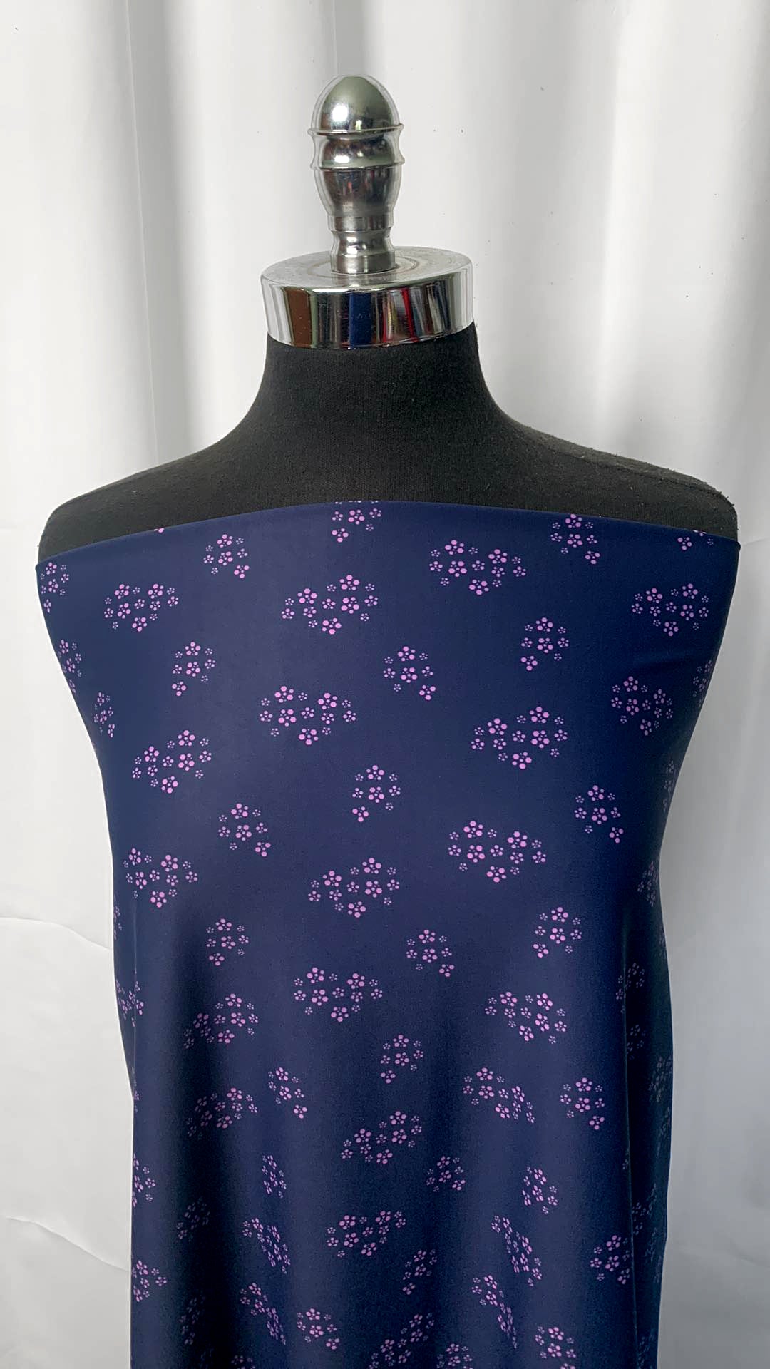 Navy Floral - Recycled Poly/Spandex Performance - By the Yard